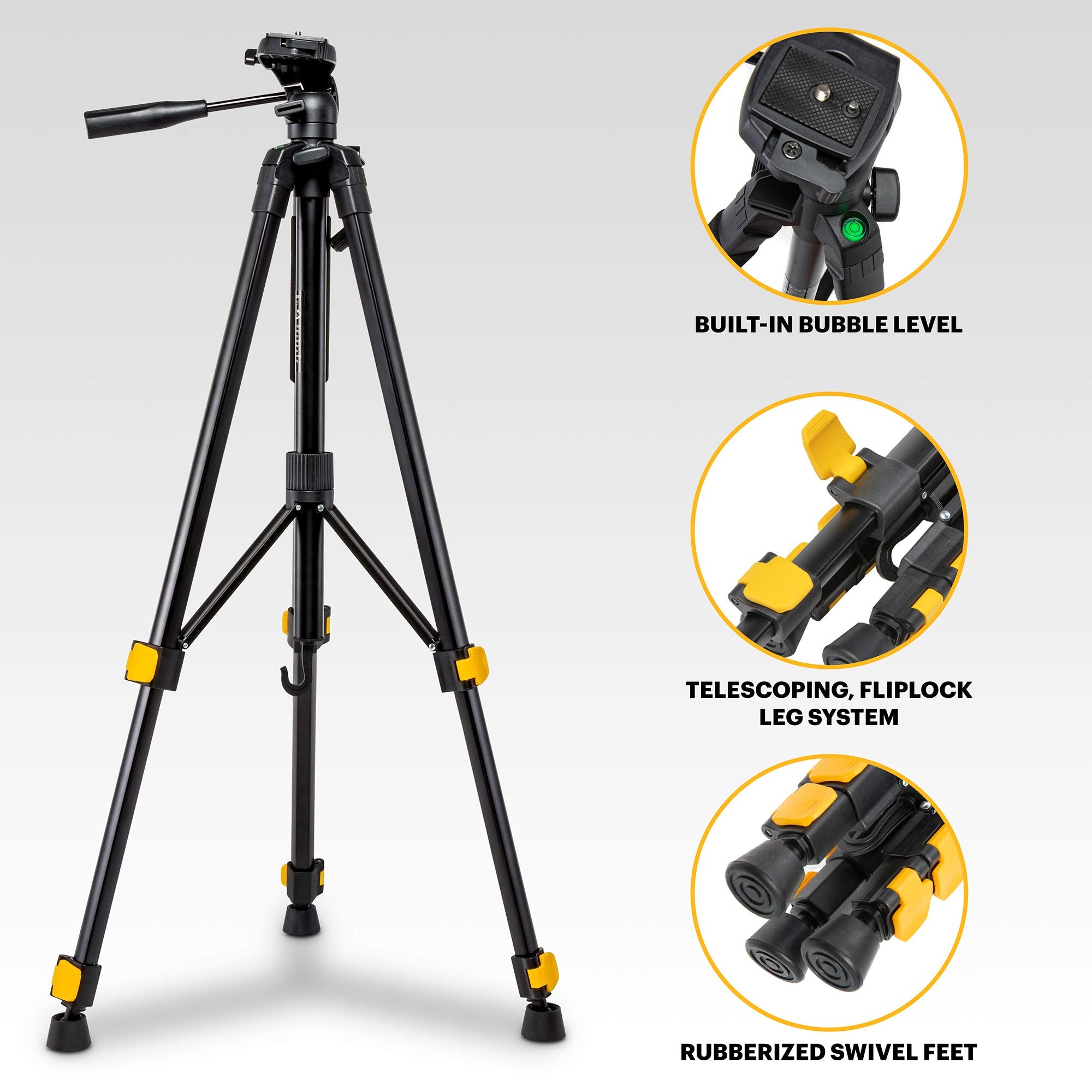 Kodak Photogear 62 Lightweight Tripod | Compact 3-Section Flip-Lock Aluminum Tripod Adjusts 22   -62   , Quickrelease Plate, Sma