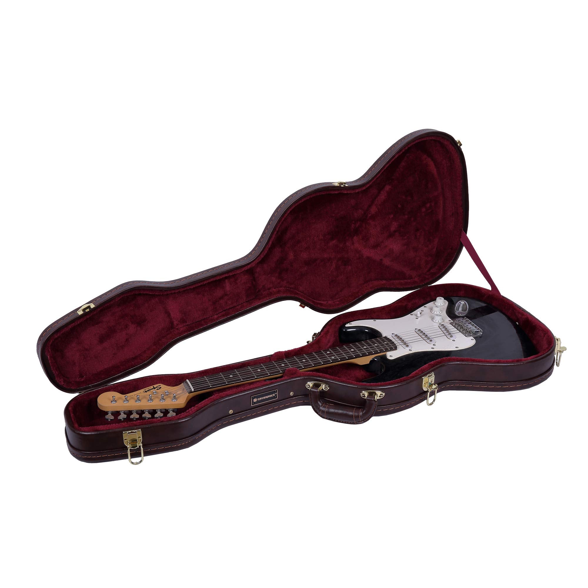 Crossrock Electric Guitar Case Fits Telecaster And Stratocaster Style Guitars-Brown(Crw600Stbr)