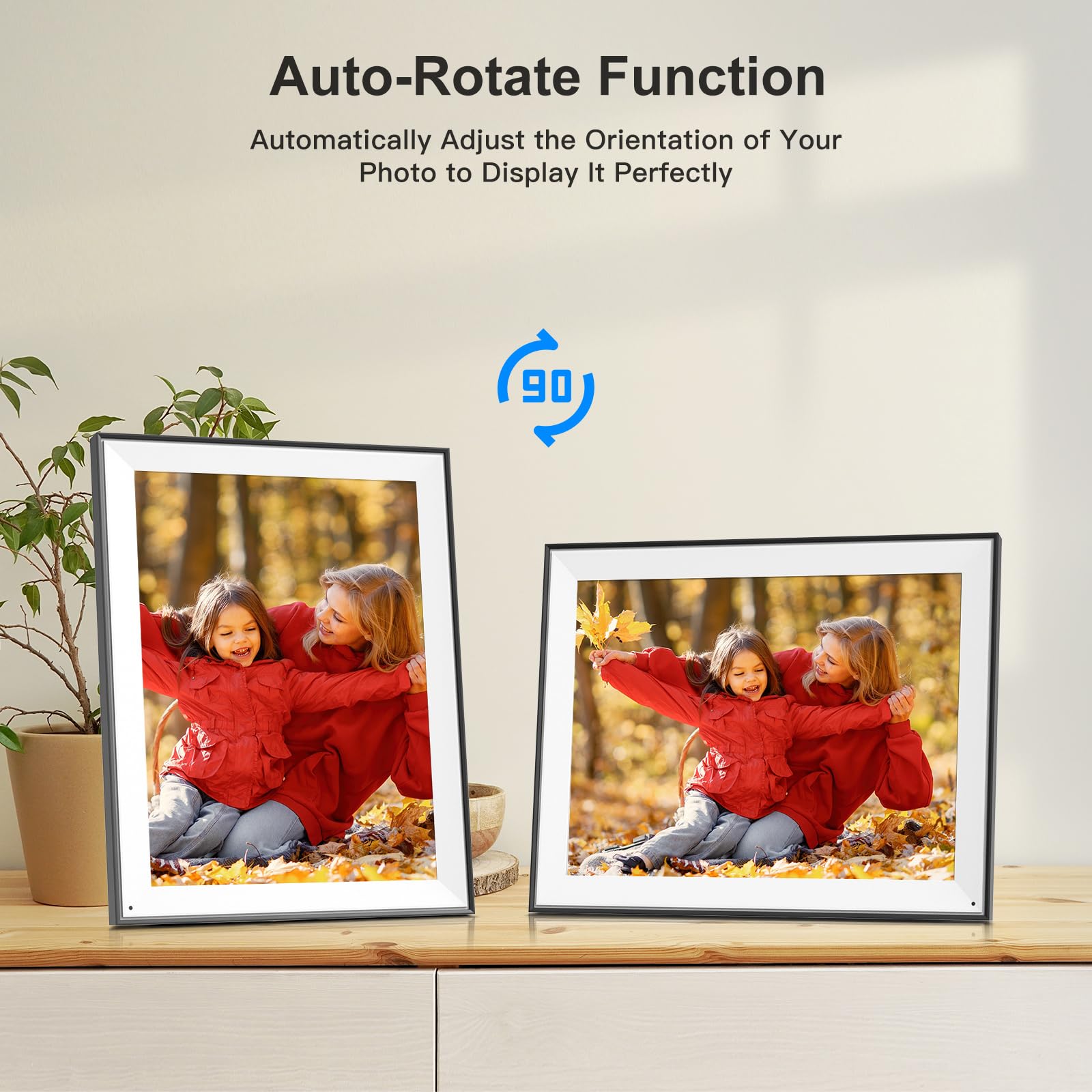 Large Digital Picture Frame 17 Inch Photo Frame   Dual Wifi 32Gb Digital Frame, Auto Rotate, Full Functions, Wall Mounted, Unlim