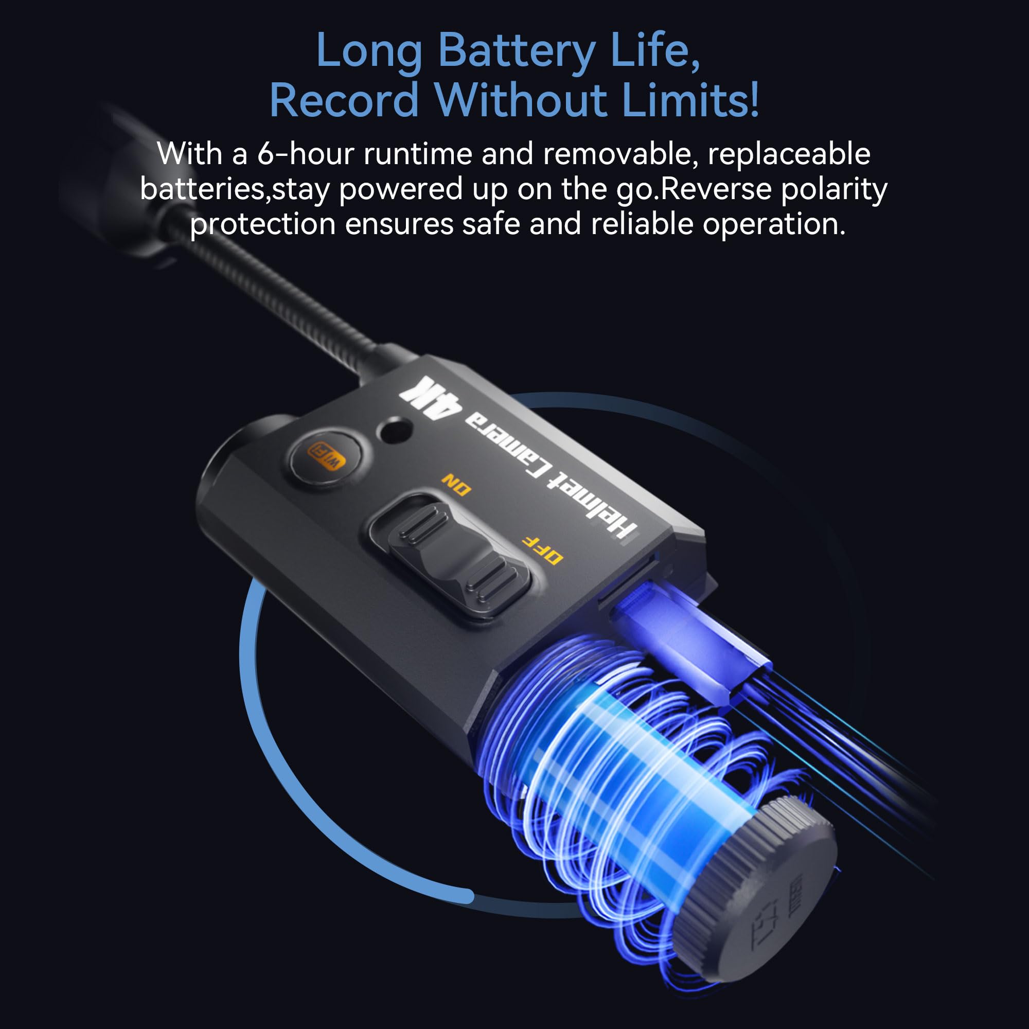 Runcam Helmet Camera, 4K Bendable Action Camera With 6 Hours Recording With App Control For Airsoft Paintball Tactical Helmet Ri