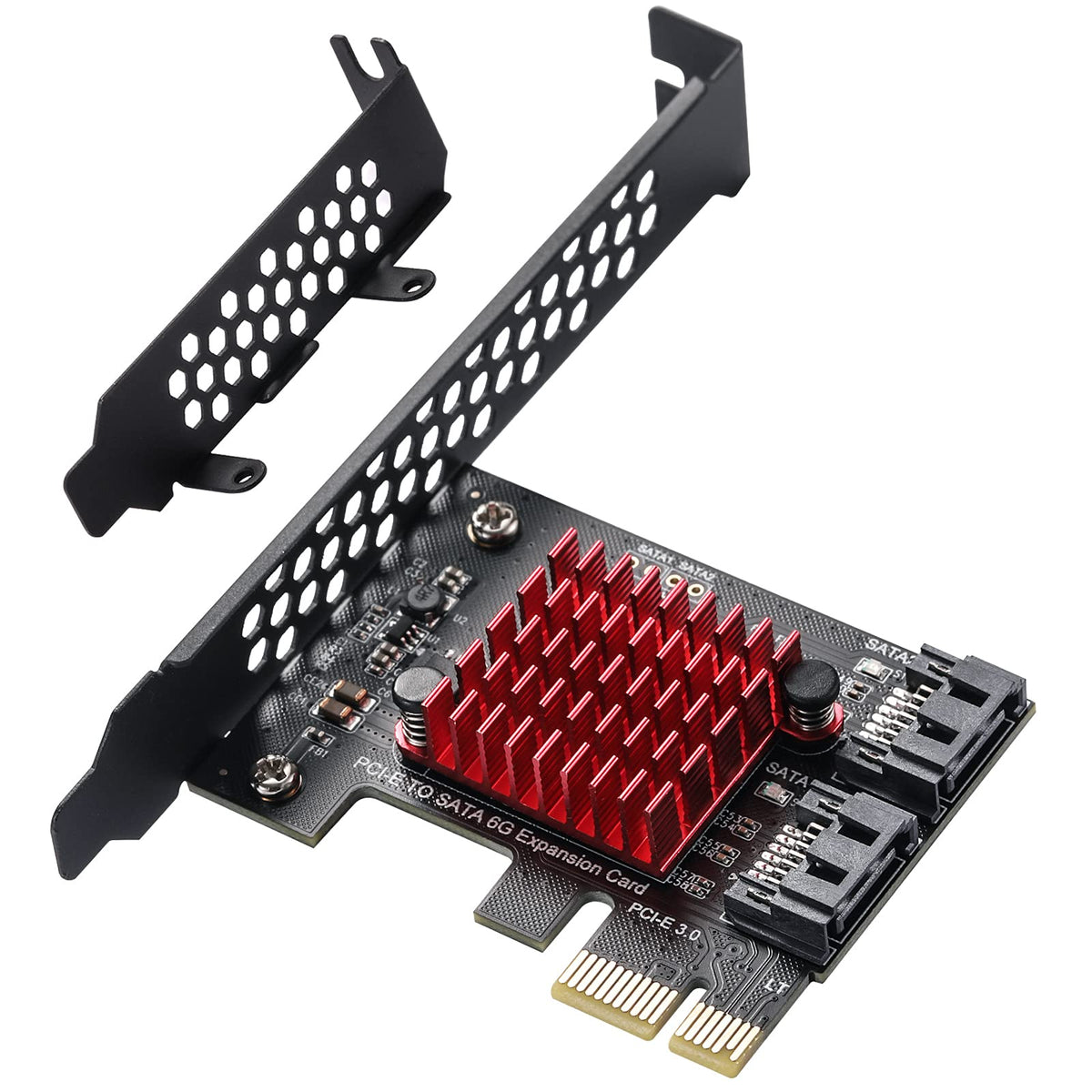 Mzhou 2 Sata Expansion Card, Pci E 3.0 Gen3 Jmicron + Jmb582 Chip, 6 Gbit/S Expansion Adapter Cards With Low Profile Bracket