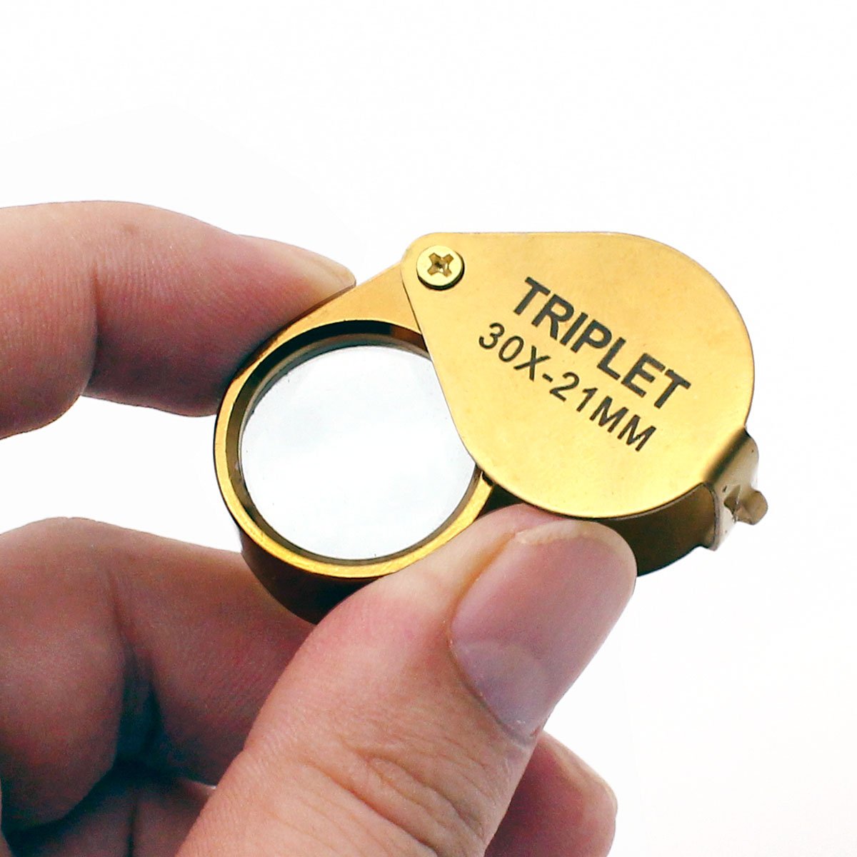Jeweler Pocket Loupe Magnifier, 30X Glass Lens Magnifying Glass For Jewelry, Coins, Stamps,Antiques And More (Golden)