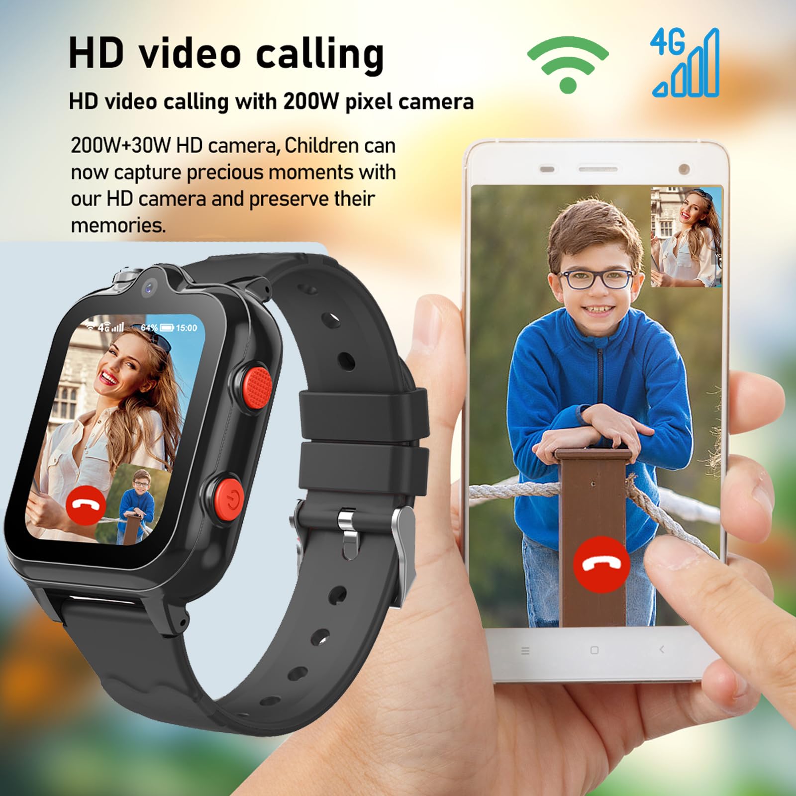 Ddioyiur Smart Watch For Kids, 4G Phone Calling & Text Messaging Child Phone Smartwatch With Wifi, Voice & Video Chat, Bluetooth
