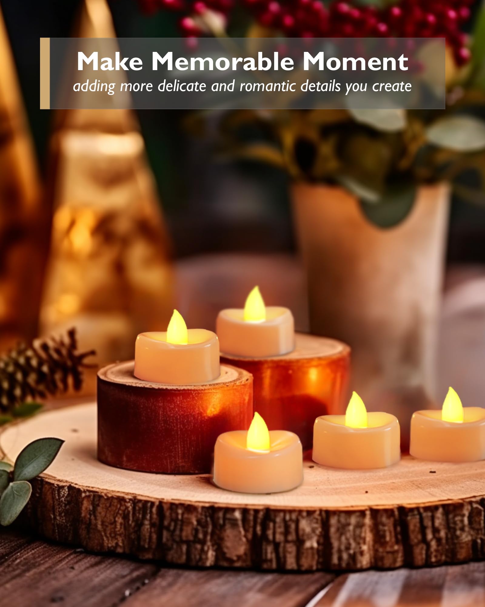 Merrynights Flameless Candles, 100 Pack Led Tea Lights Candles Battery Operated, Last 200+ Hrs Flickering Tea Lights For Hallowe