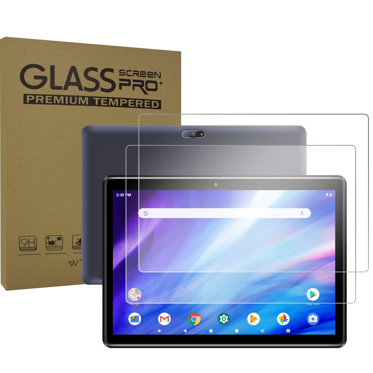 Transwon 2Pcs Tempered Glass Screen Protector For Pritom Touch10 Tablet 10 Inch/Pritom Tronpad M10 10.1/ Digiland 10.1 Tablet Dl
