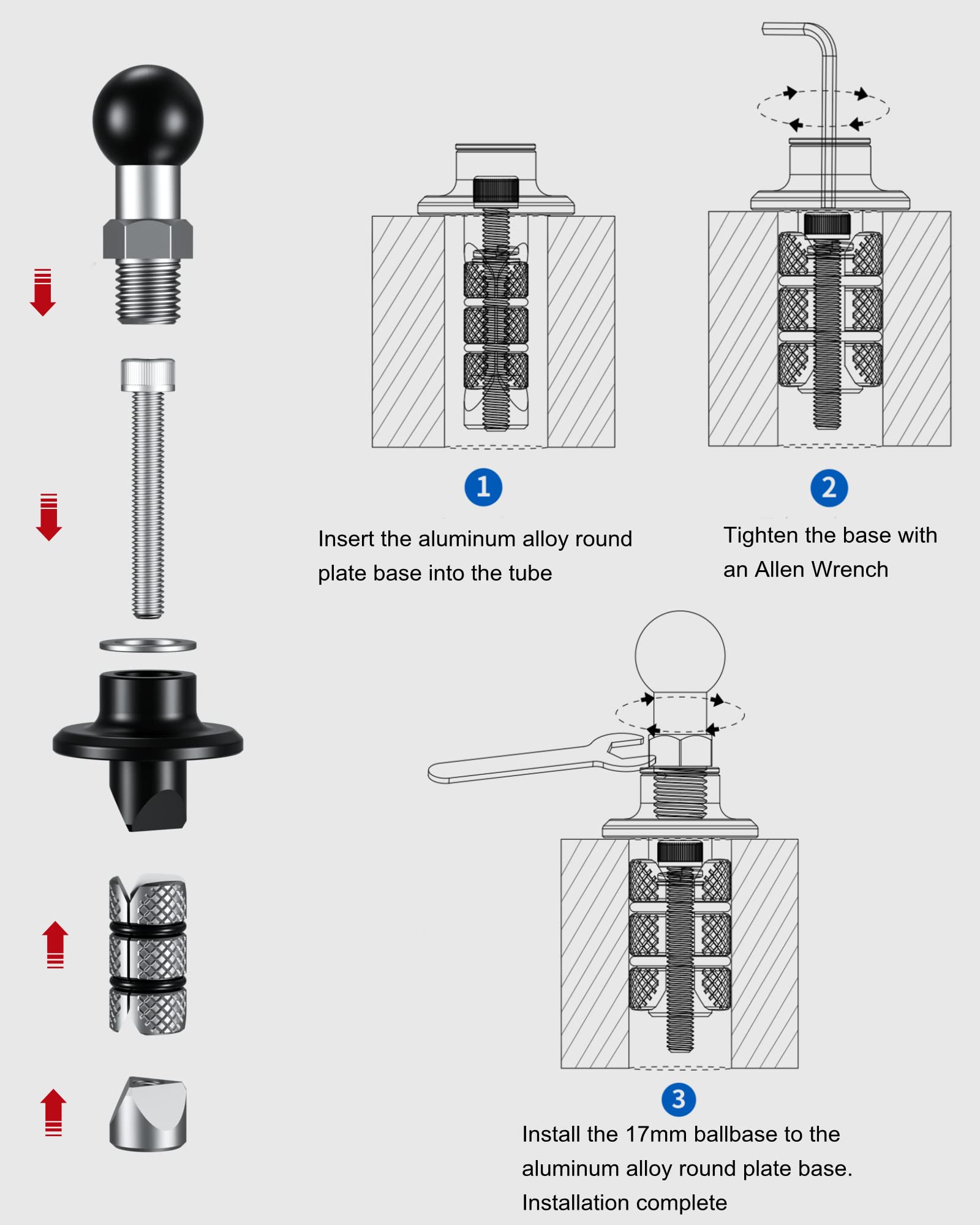 Brcovan Metal Motorcycle Fork Stem Mount Base With 17Mm Tpu Ball For Stems 12Mm To 25.4Mm In Diameter, Compatible With Garmin Gps Mounts And Motorcycle Bike Phone Mount Holder With 17Mm Ball Socket