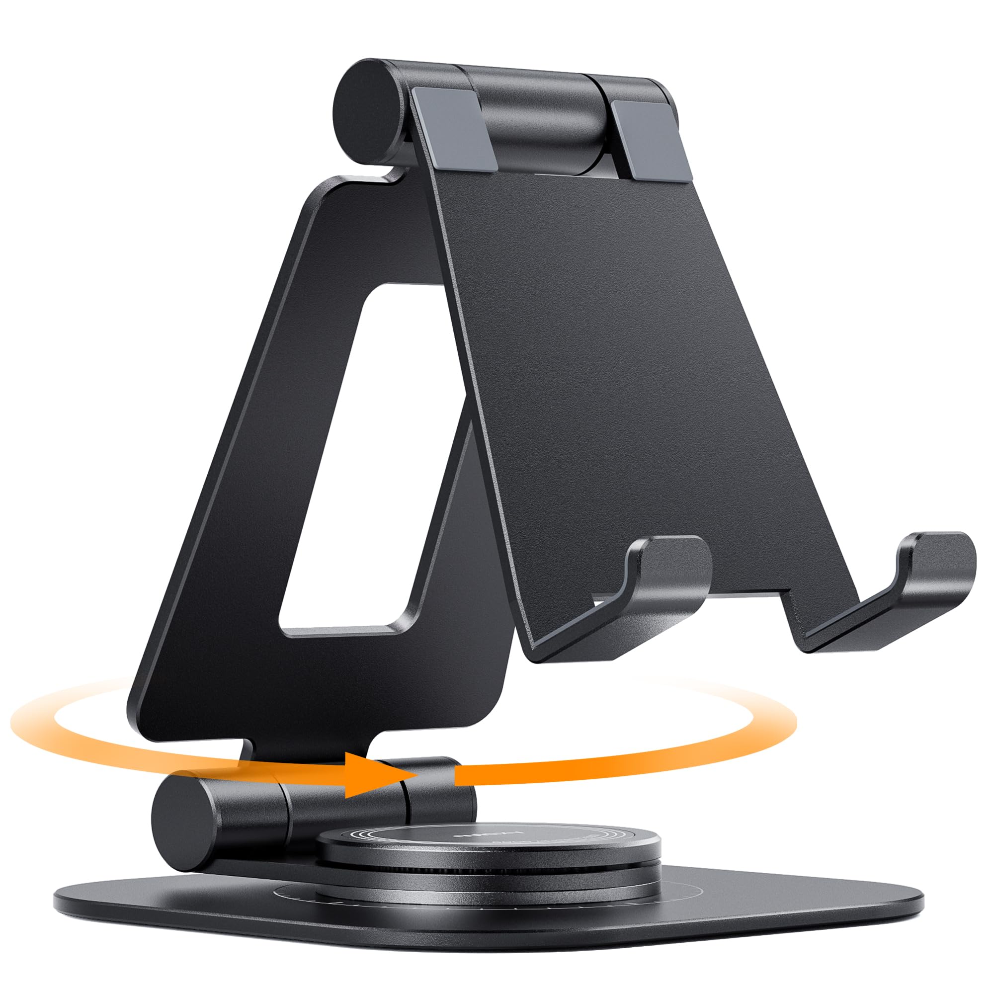 Nulaxy 360 Rotating Cell Phone Stand, Fully Adjustable Foldable Desktop Phone Holder Cradle Dock, Thick Case Friendly, Compatibl