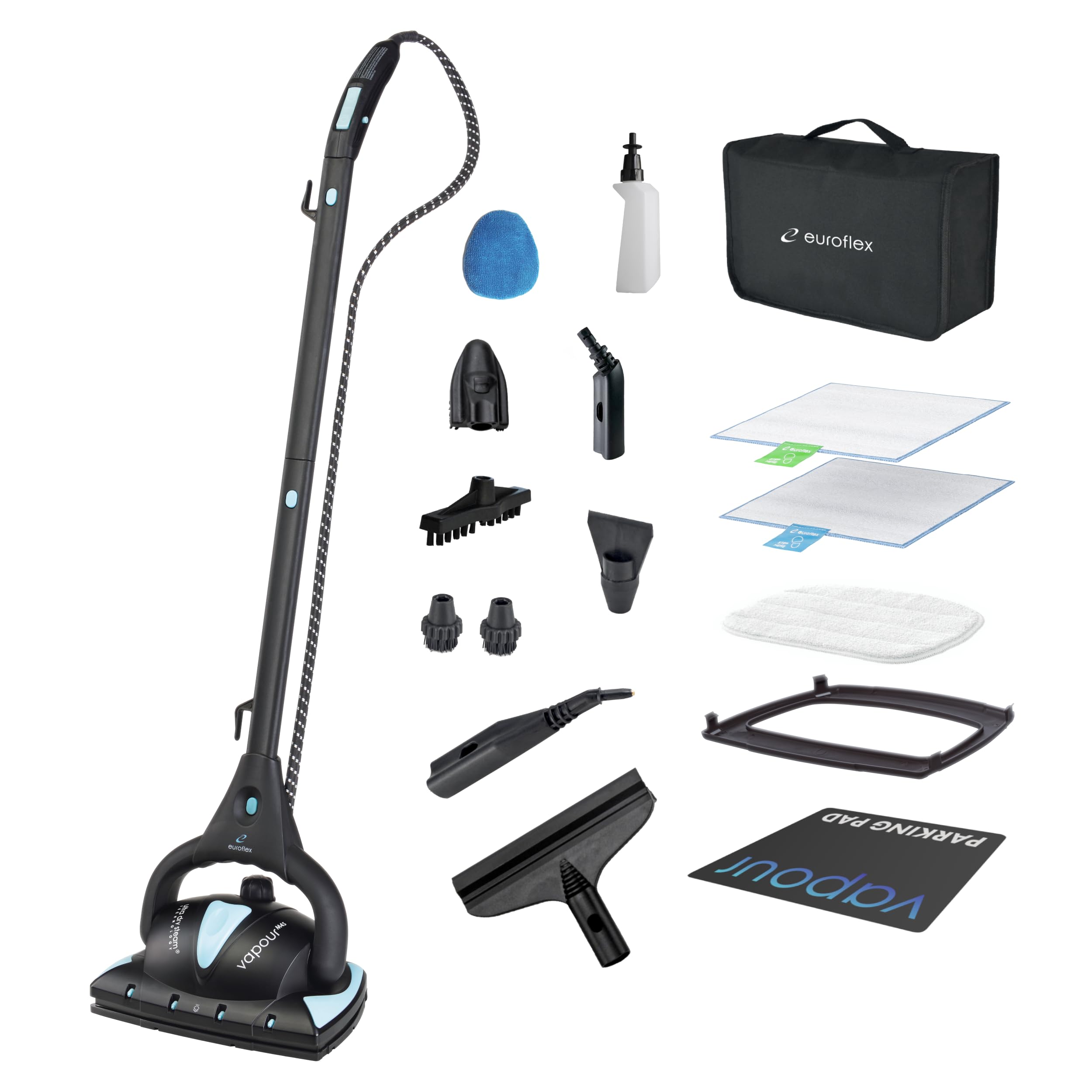 Euroflex Vapour Pro All In One Convertible Steam Mop & 18Pc Portable Steam Cleaner For Hardwood Floors, Clean Kitchens, Bath, De