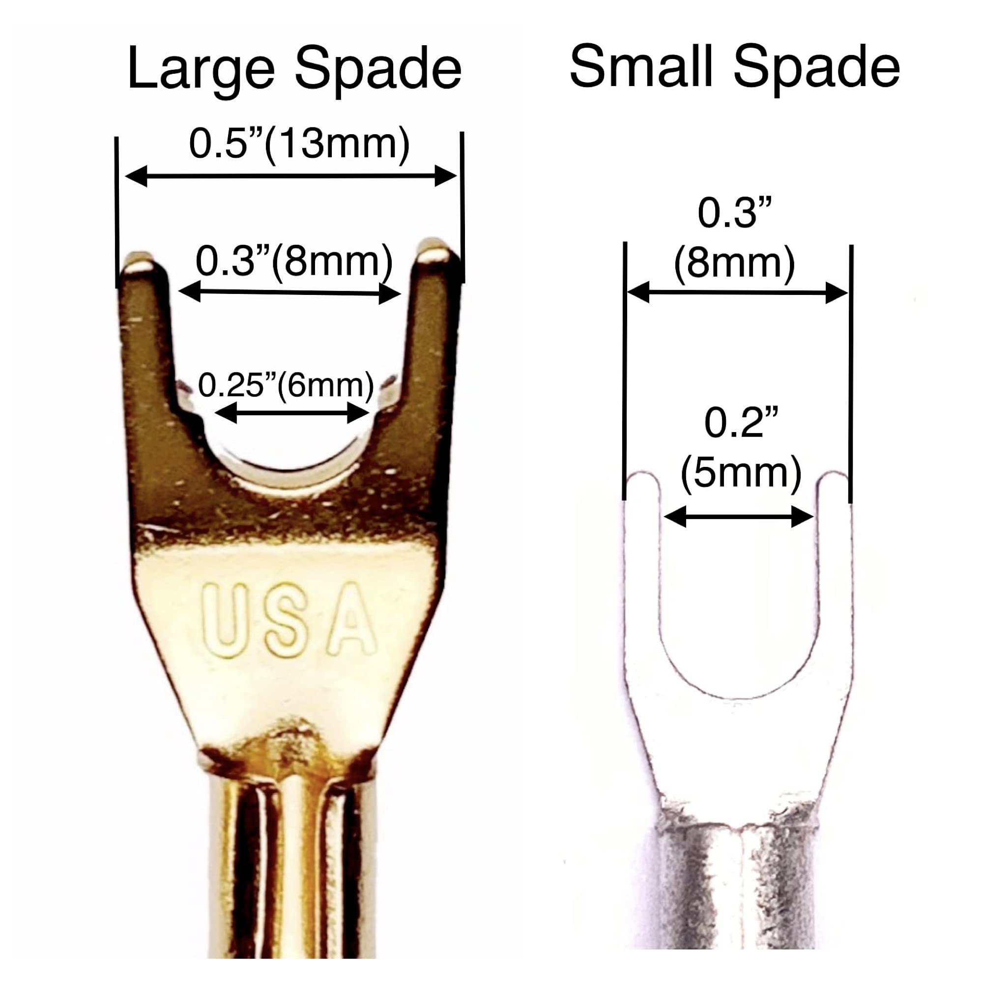 Cncess Cess 002L Barrier Spade Fork To 1/4 Inch Ts Speaker Cable Adapter (Large Spade)