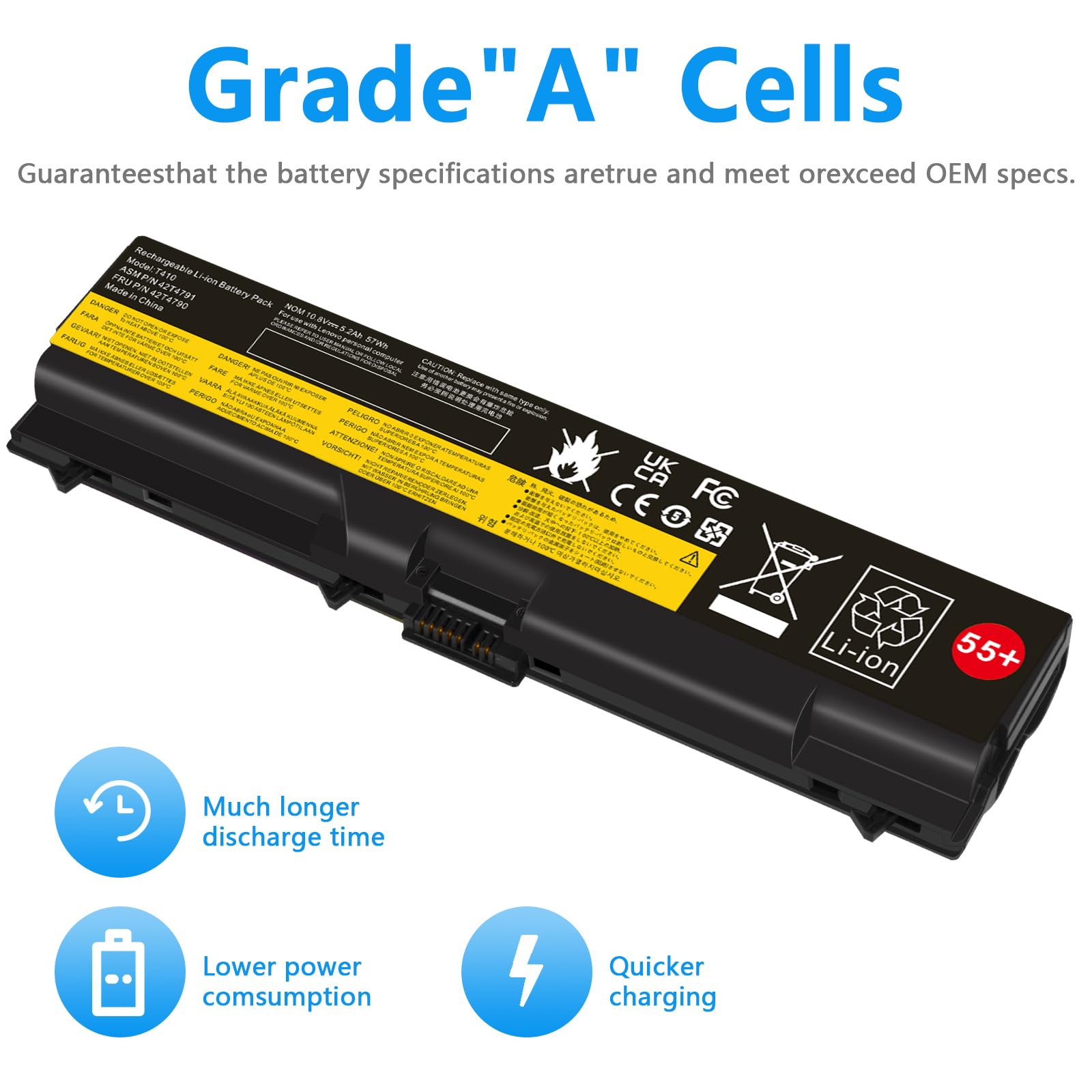 Battery For Lenovo Thinkpad E40 E50 E420 E425 E520 E525 L410 L412 L420 L421 L510 L512 L520 Sl410 2842 Sl510 T410 T410I T420 T510