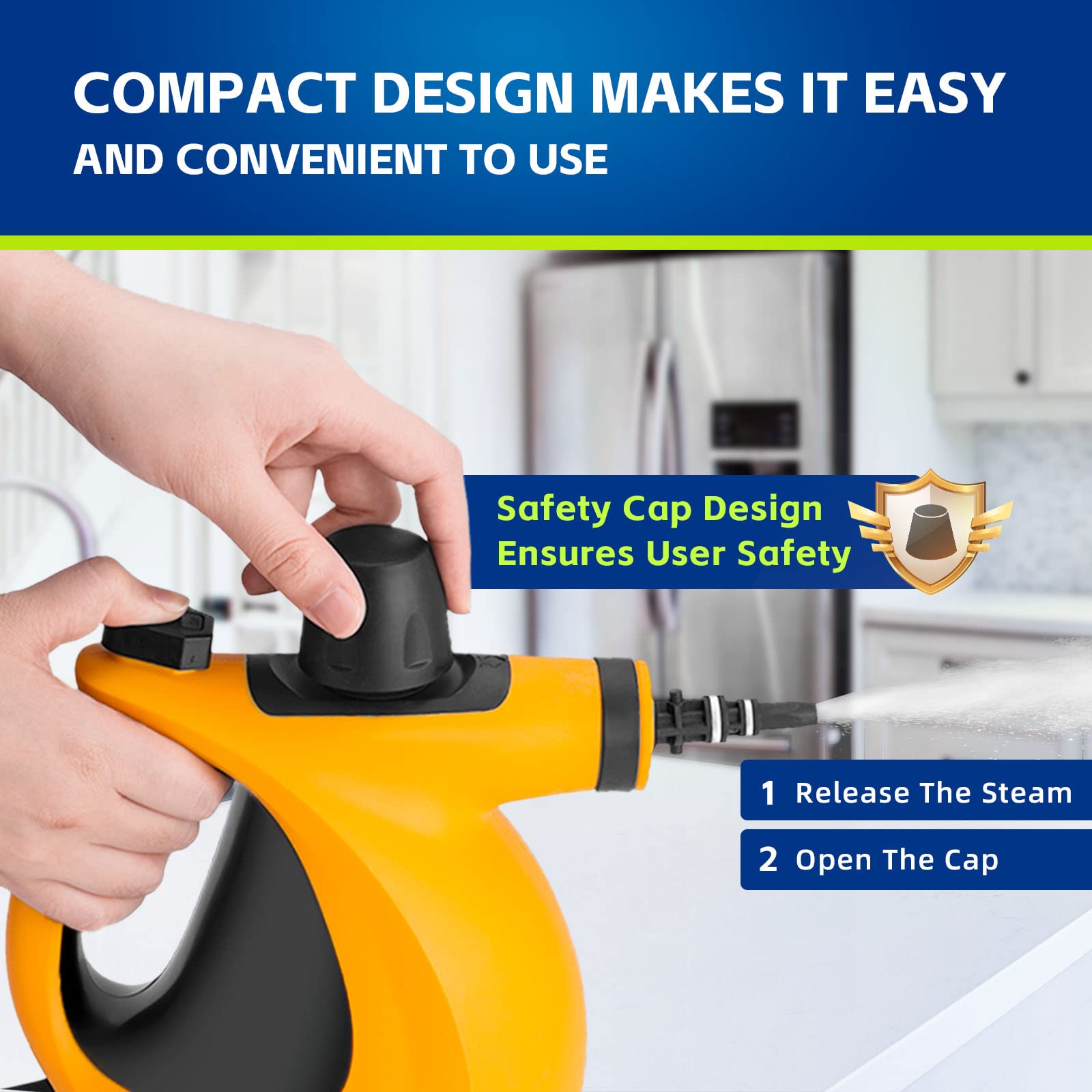 Handheld Steam Cleaner, Pressurized Multi Surface Steam Cleaner With 11Pcs Accessories, Chemical Free Multi Purpose Steam Cleane