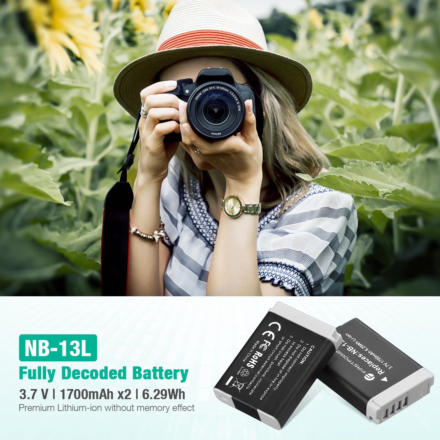 Firstpower 2 Pack Nb 13L Battery And Dual Usb Charger Compatible With Canon Powershot G7 X Mark Ii, G7 X, G1 X Mark Iii, G5 X, G