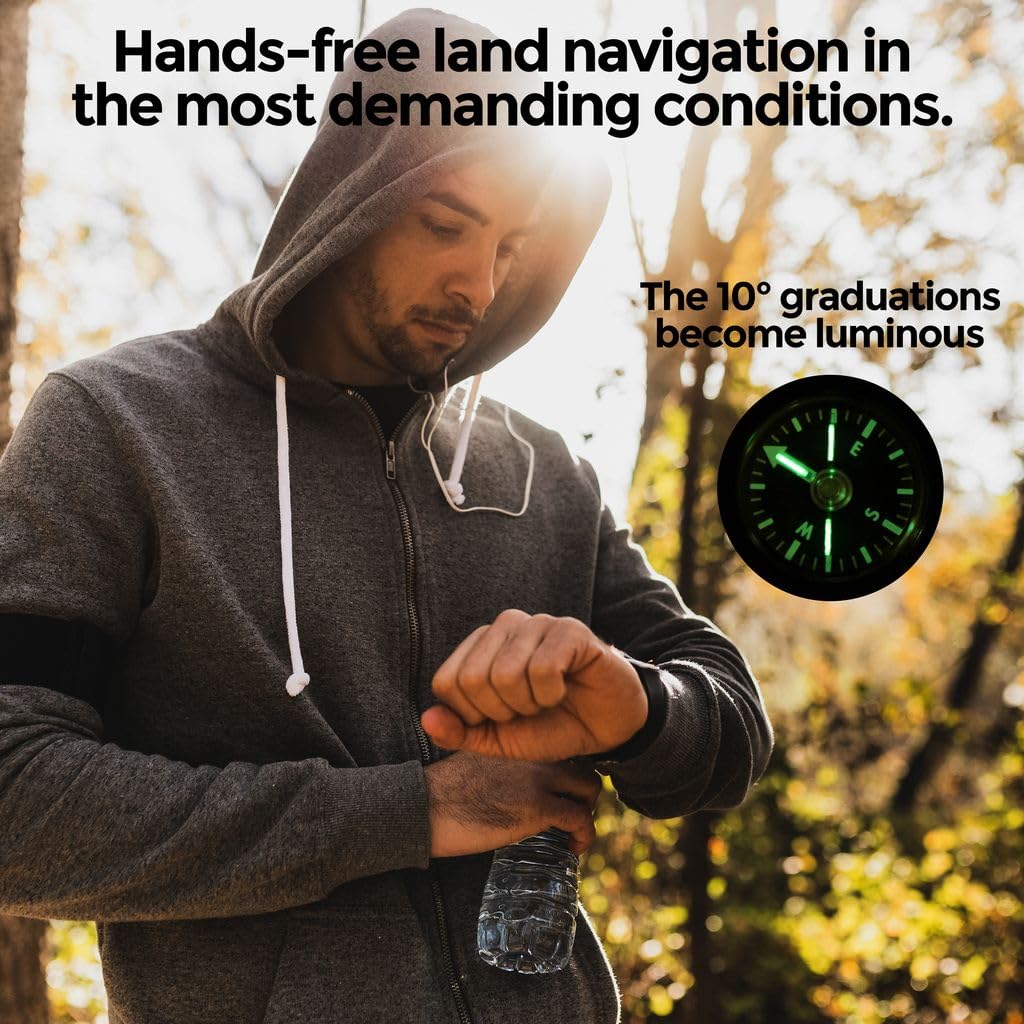 Cammenga Tritium Wrist Compass J582T   Military Grade Compass Bracelet For Outdoor Adventure   Radiant Tritium Glow Compass For