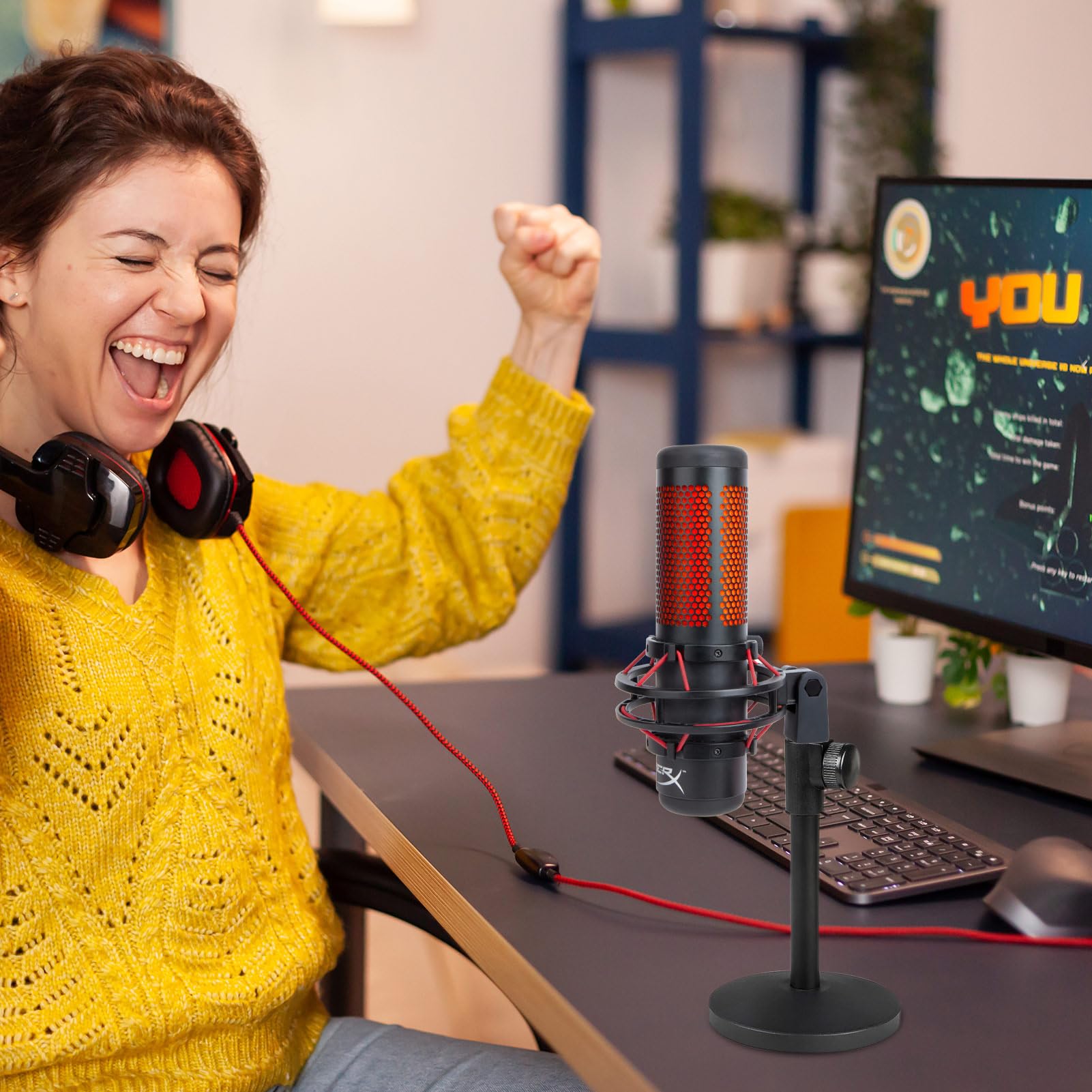 Sunmon Hyperx Quadcast Microphone Mount Adapter For Hyper X Quadcast, Replacement Kit For Hyperx Quadcast S Mount Adapter,Mic Ar