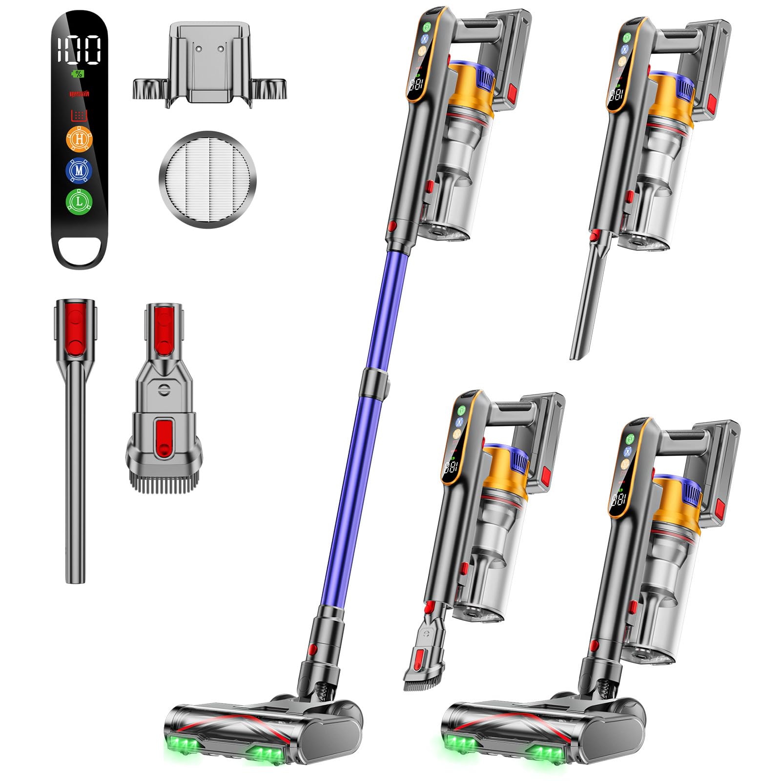 Diffull Cordless Vacuum Cleaner, 550W 45Kpa 60 Mins, Stick Vacuum With Wall Mount Charging, Anti Tangle Wireless Vacuum, Recharg