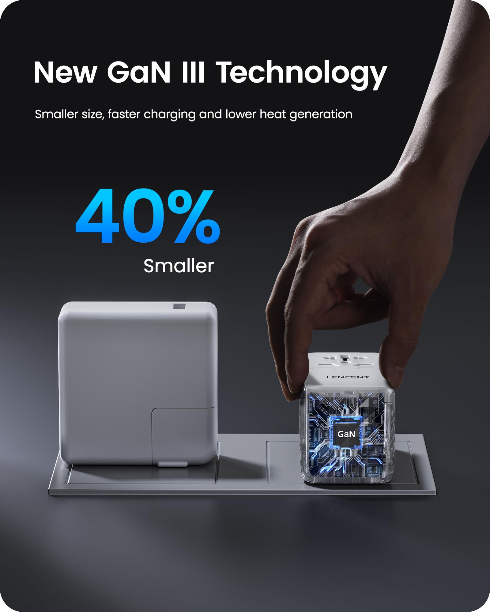 Lencent 100W International Travel Adapter, Universal Travel Adapter With 2 Qc Usb A & 2 Pd3.0 Type C Power Adapter, Fast Chargin