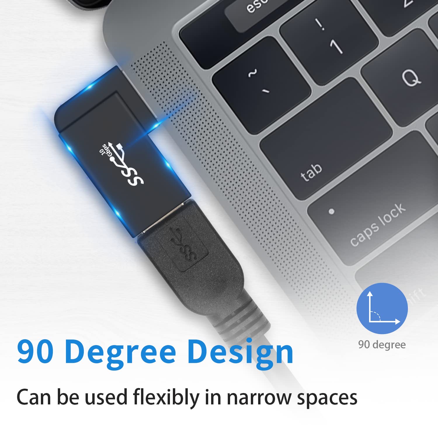 Poyiccot Usb 3.0 Adapter 90 Degree, Usb 3.0 Extension Adapter 5Gbps, 3Pack Right Angle Usb Extender Type A Male To Female Extens