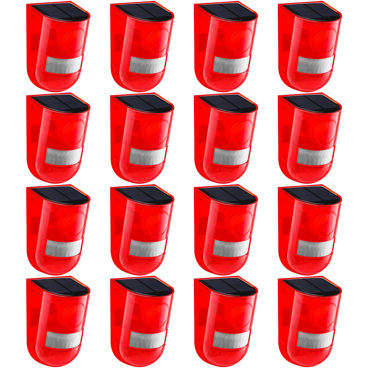 Qualirey 16 Pack Solar Sound And Light Alarm Motion Sensor 129Db Outdoor Dog Baking Security Siren Waterproof Motion Activated D