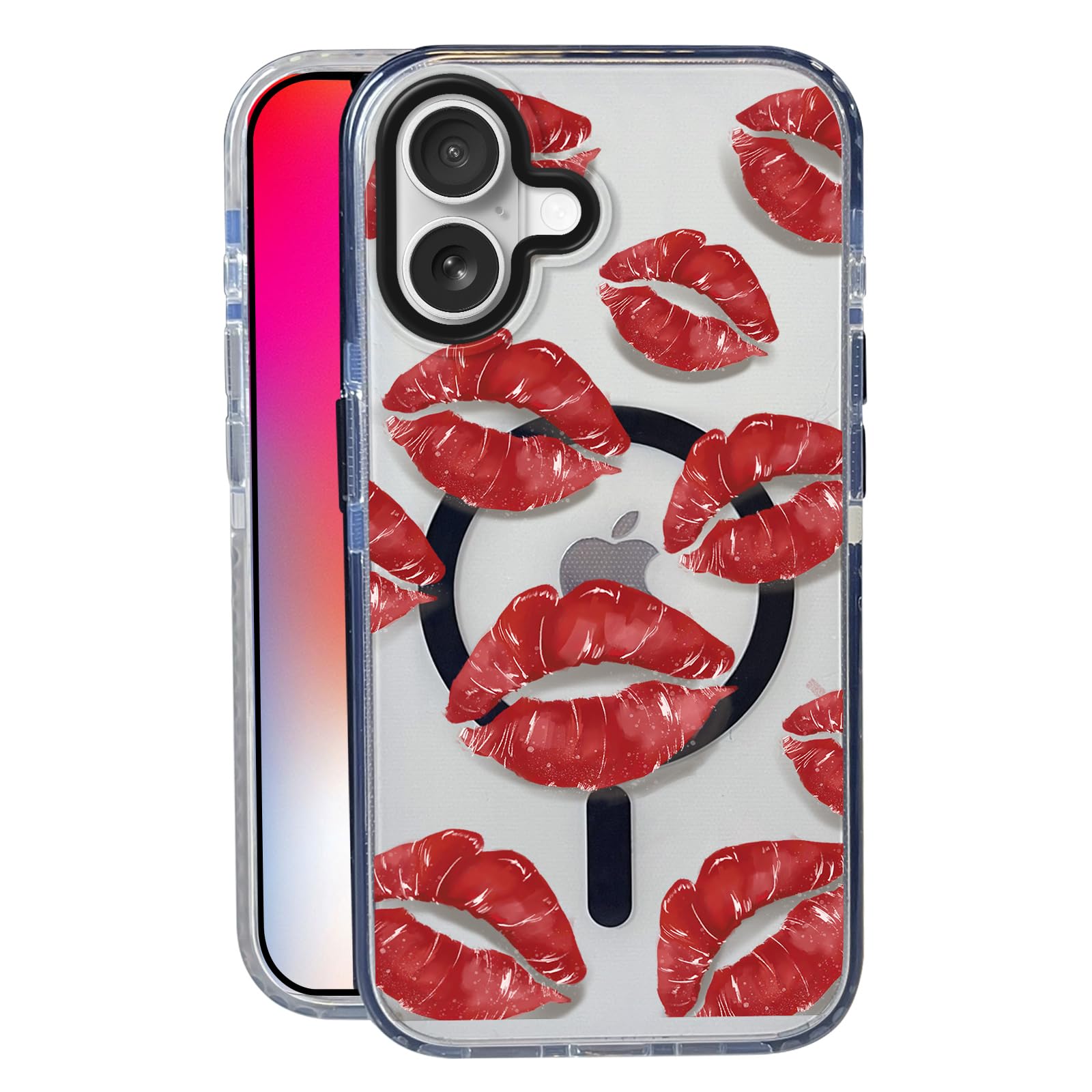 Nimeey Lipstick Kisses for iPhone 17 Case,MagSafe Compatible,Matte Soft Slim Shockproof Cover,Anti-Fingerprint,Anti-Yellowing,An