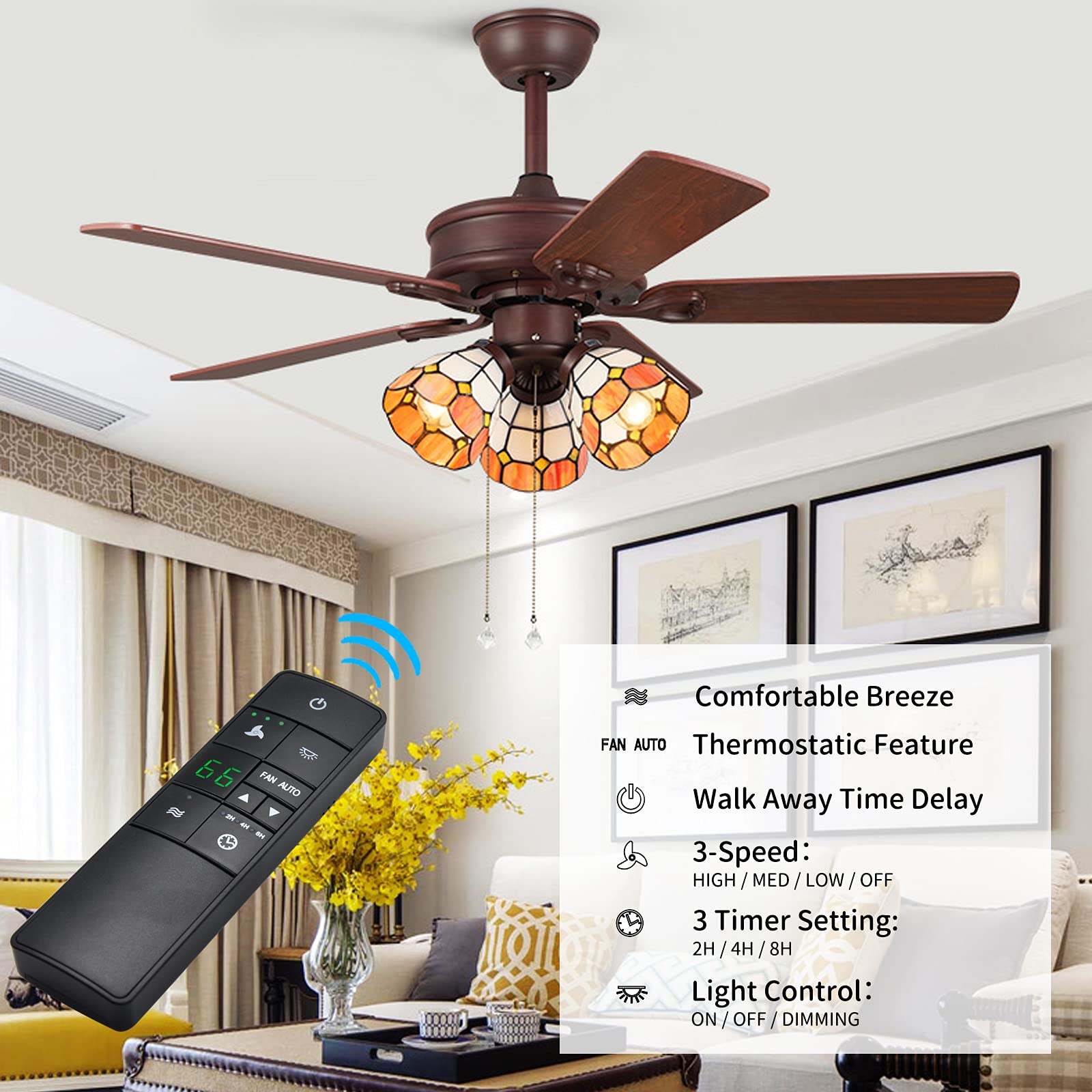 Yunbei Universal Thermostatic Ceiling Fan Remote Control Kit Replacement For Hampton Bay Home Decorators Collection Harbor Breez