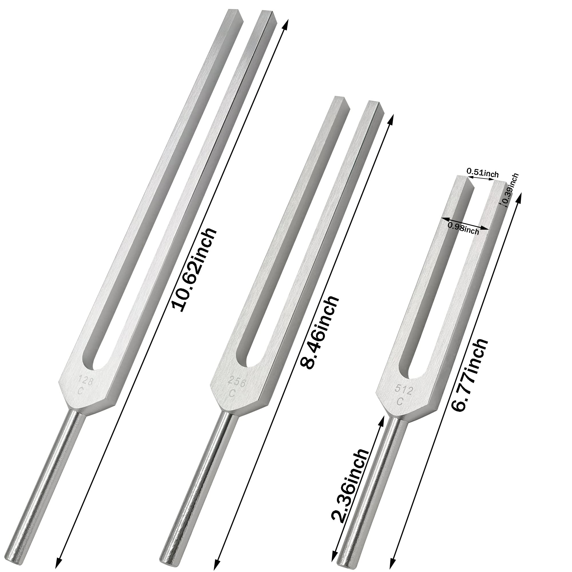 3 Packs Therapeutic Tuning Forks Set (128C Hz, 256C Hz, 512C Hz) Medical Sound Healing Therapy Tuners With Hammers For Sound Hea