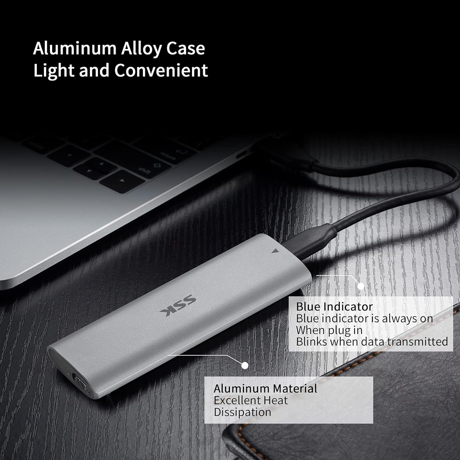 Ssk M.2 Nvme Enclosure, Tool Free Ssd Enclosure Adapter, Usb C 3.2 Gen 2 10Gbps Pcie Mkey External Solid State Drive Case, Support Uasp Trim For 2230/2242/2260/2280 (Sata Not Supported)