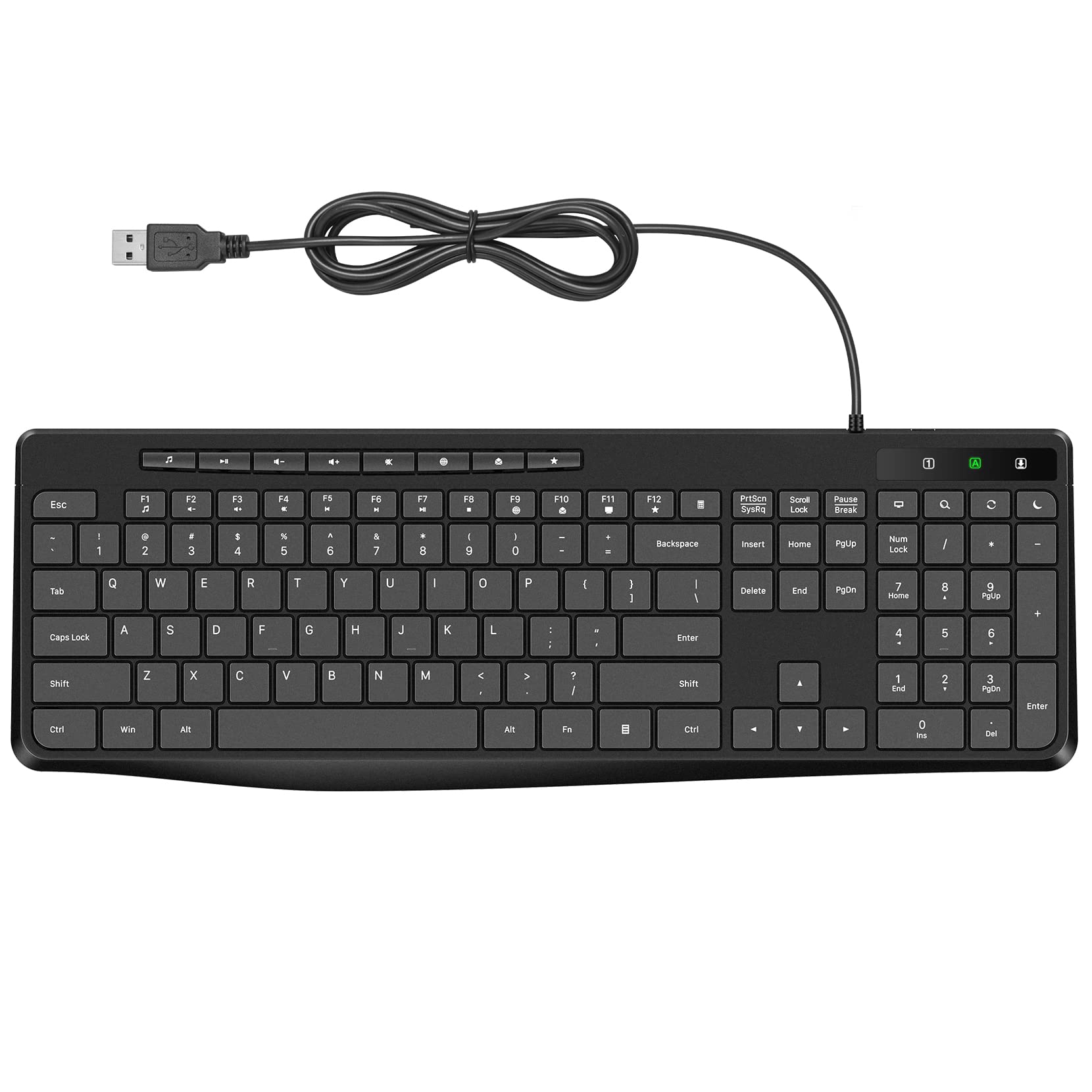 Wired Keyboard,Quiet Keyboard,Multimedia Usb Computer Keyboard,Silent Keyboard With Low Profile Chiclet Keys,Large Number Pad,Sp