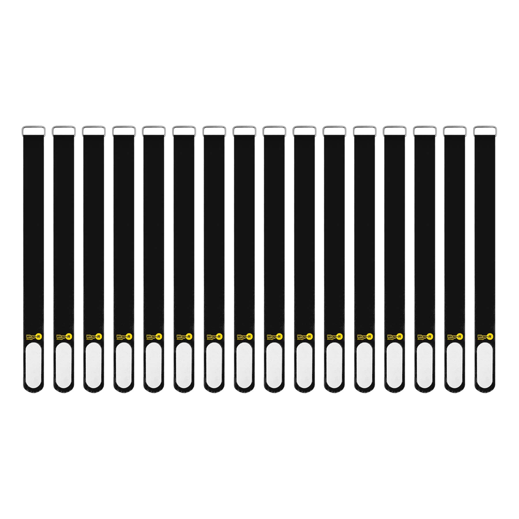 Wrap It Storage Cinch Straps, 12 In (16 Pack) Black   Hook And Loop Strap With Write On Label For Easy Cord Identification And C