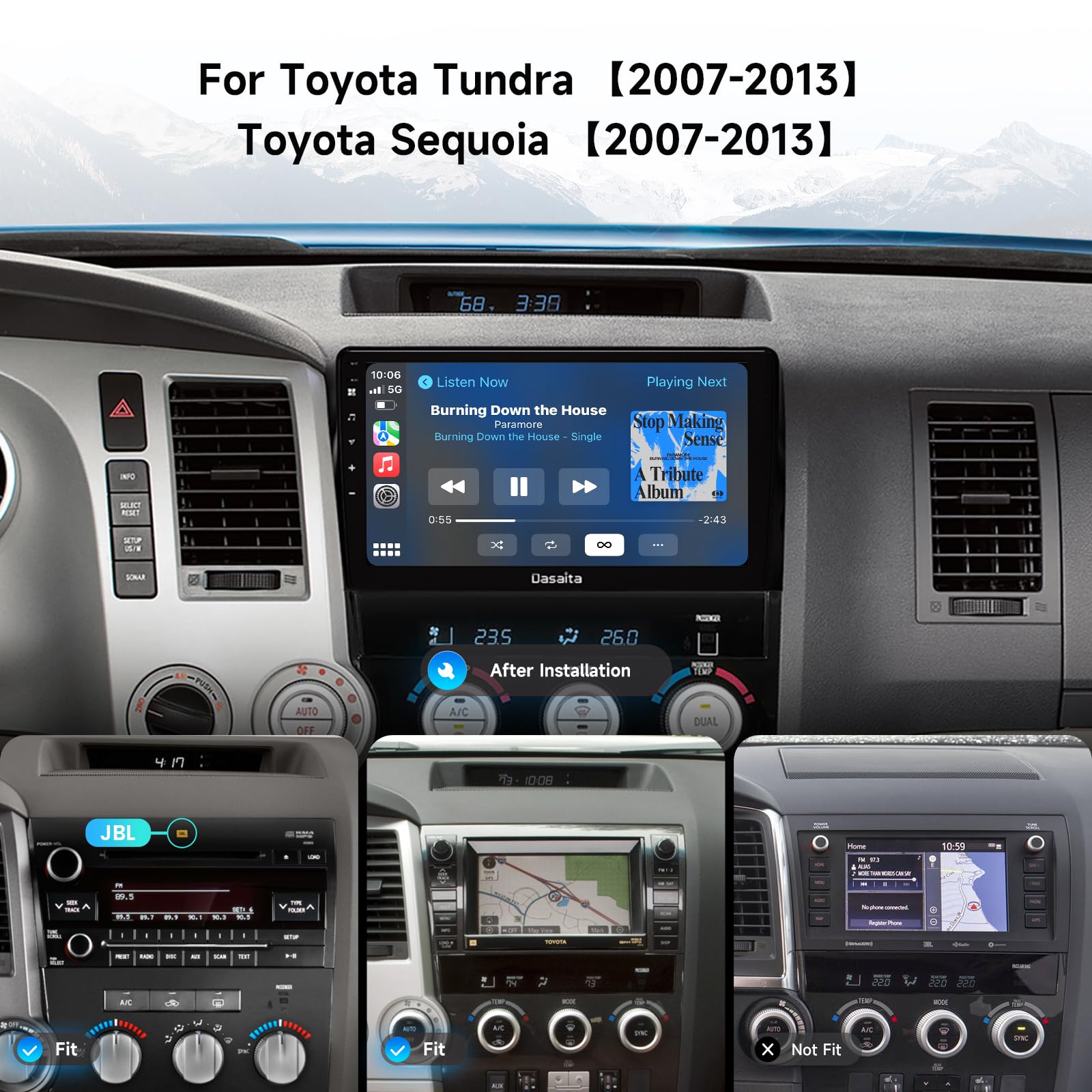 Dasaita Android 13 Car Stereo For Toyota Tundra 2007 2013 With Wireless Carplay & Android Auto, 10.2' Touch Screen Head Unit, Gps, Radio, 6G Ram 64G Rom, Bluetooth 5.0, 5G Wifi, 4G Lte