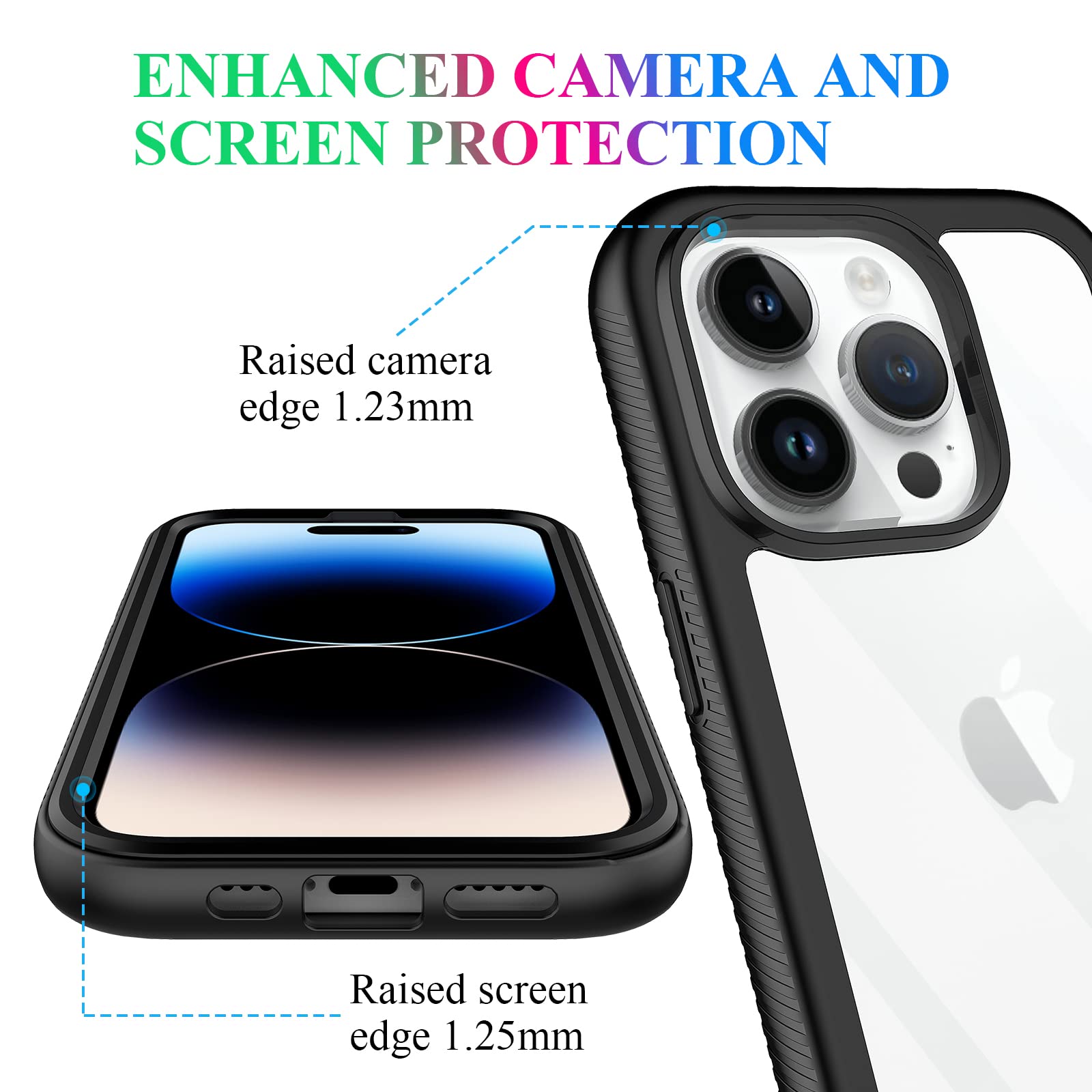 Wahhle Compatible With Iphone 14 Pro Case, Full Body Protection Phone Cover With Screen Protector Built In, Touch Sensitive, Ant
