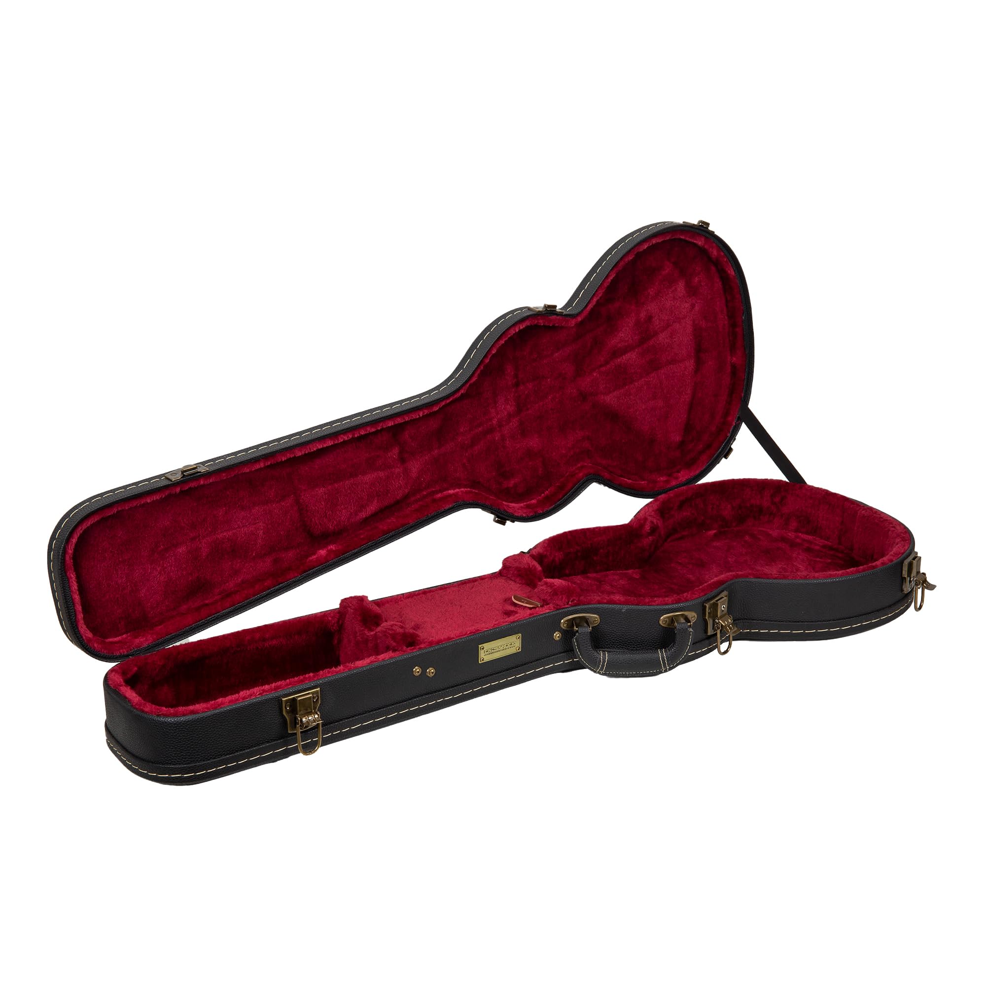 Crossrock Wooden Guitar Case -Fits Les Paul Electric Guitars -Vintage Hardware, Sponge Lining, Metal Feet, Storage Space-Black (