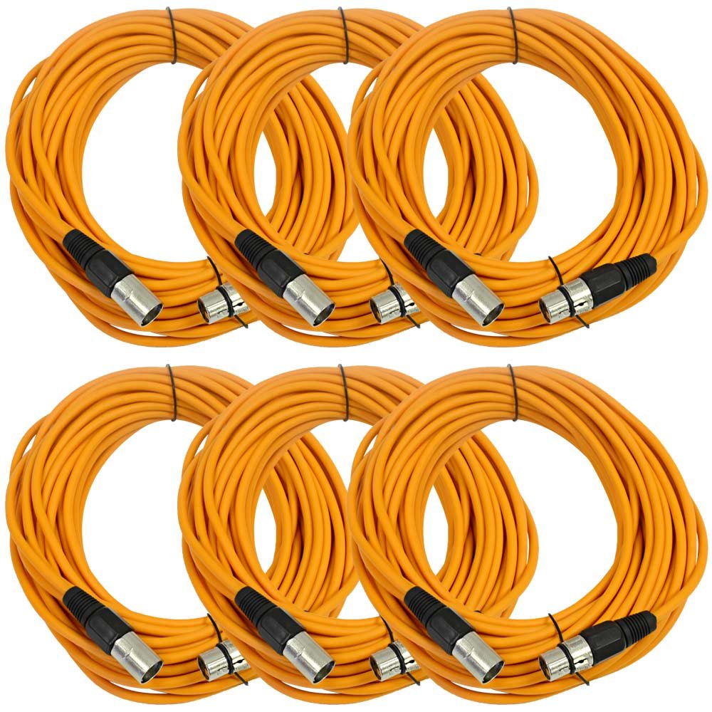 Seismic Audio - Saxlx-50 - 6 Pack Of 50' Orange Xlr Male To Xlr Female Microphone Cables - Balanced - 50 Foot Patch Cords