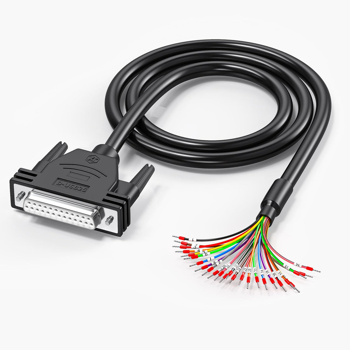 Juxinice Db25 Female To Bare Wire With Cable Marker 3.3Ft,D Sub 25 Pin Connector Rs232 Serial To Bare Wire Cable,25 Wire All Pro