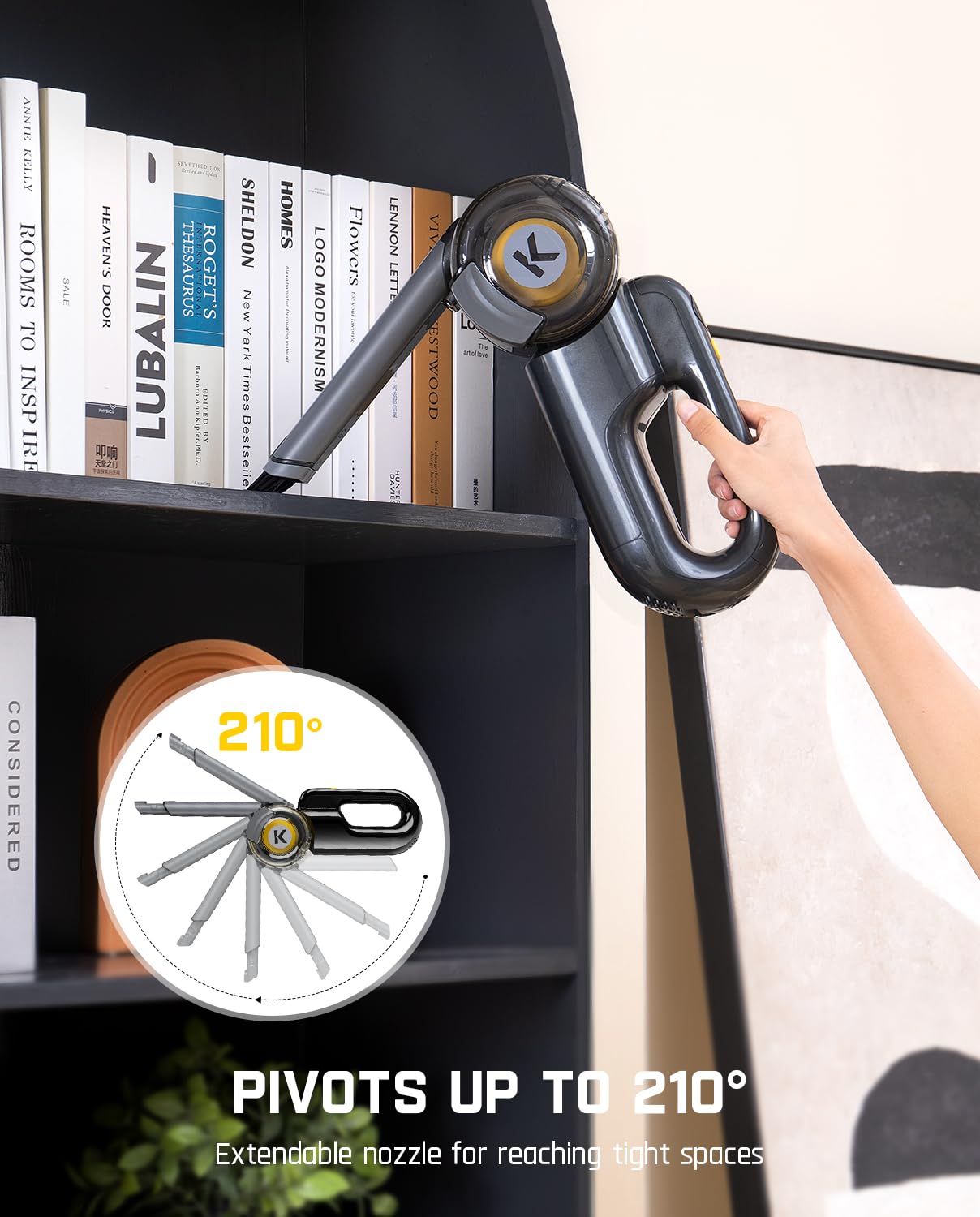 Fanttik Fold V10 Ultra Deluxe Handheld Vacuum Cordless, 17Kpa Suction Power, Charging Base, Pivot Nozzle, Up To 35 Mins Runtime,