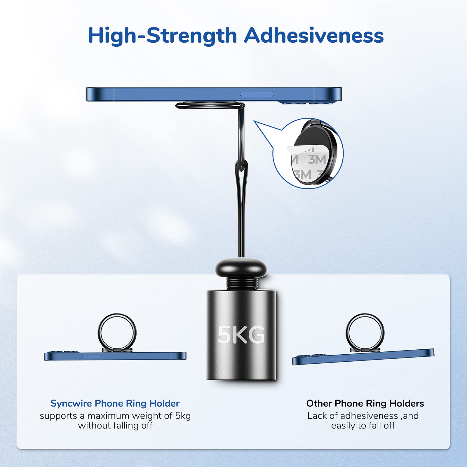 Syncwire Cell Phone Ring Holder Stand, 360 Degree Rotation Universal Finger Ring Kickstand With Polished Metal Phone Grip For Ma