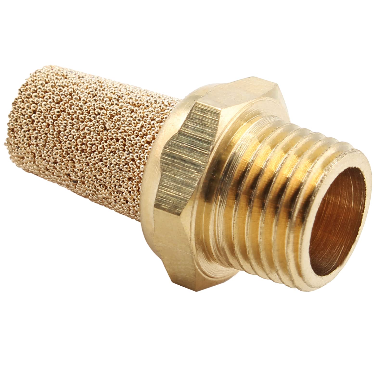 Jiozermi 12 Pcs Air Pneumatic Mufflers Silencer, Brass Pneumatic Exhaust Muffler, 1/8 Npt Male Air Silencer Fitting