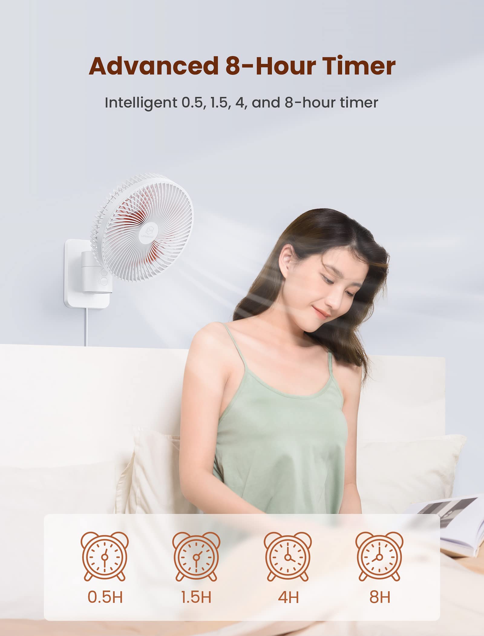 8.5-Inch Quiet Wall-Mounted Oscillation Fan With Remote & Timer, 4-Speed Adjustable For Small Bathrooms, Indoor Bedroom Cooling