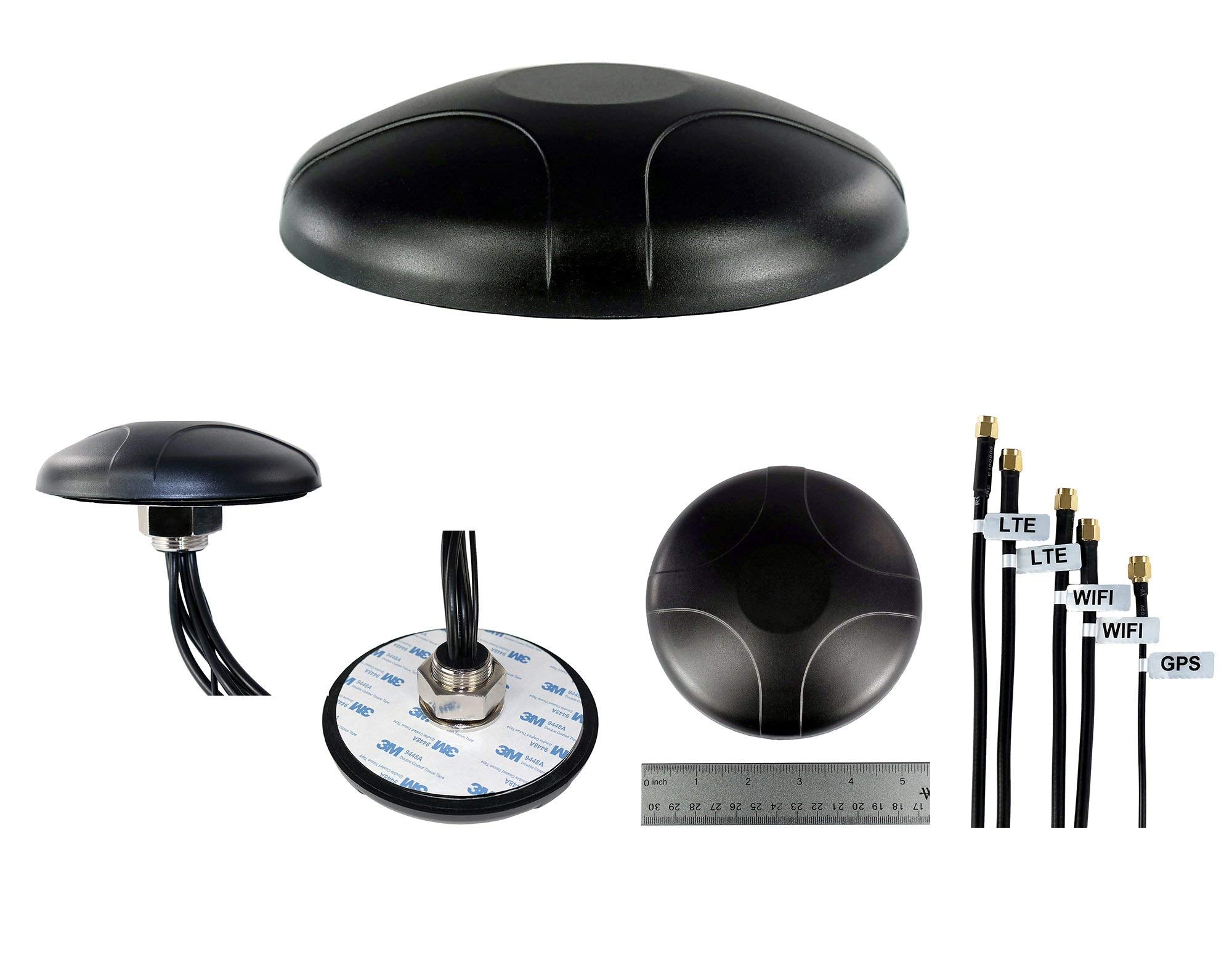 Proxicast 5 In 1 Professional Low Profile Mimo Lte + Wi Fi + Gps Screw Mount Combination Vehicle Antenna Compatible With Cradlep