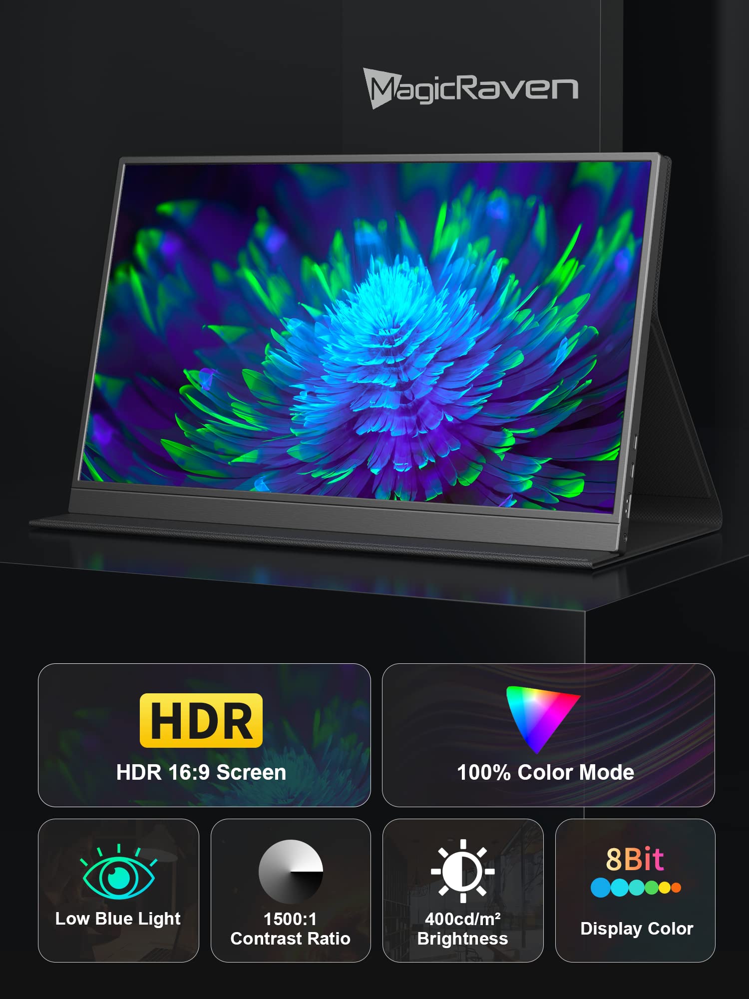 4K Portable Monitor, 17.3'' 3840X2160 Ips Laptop Monitor, 1500:1, 400 Nits Gaming Screen Usb C Hdmi Computer Gaming Display With