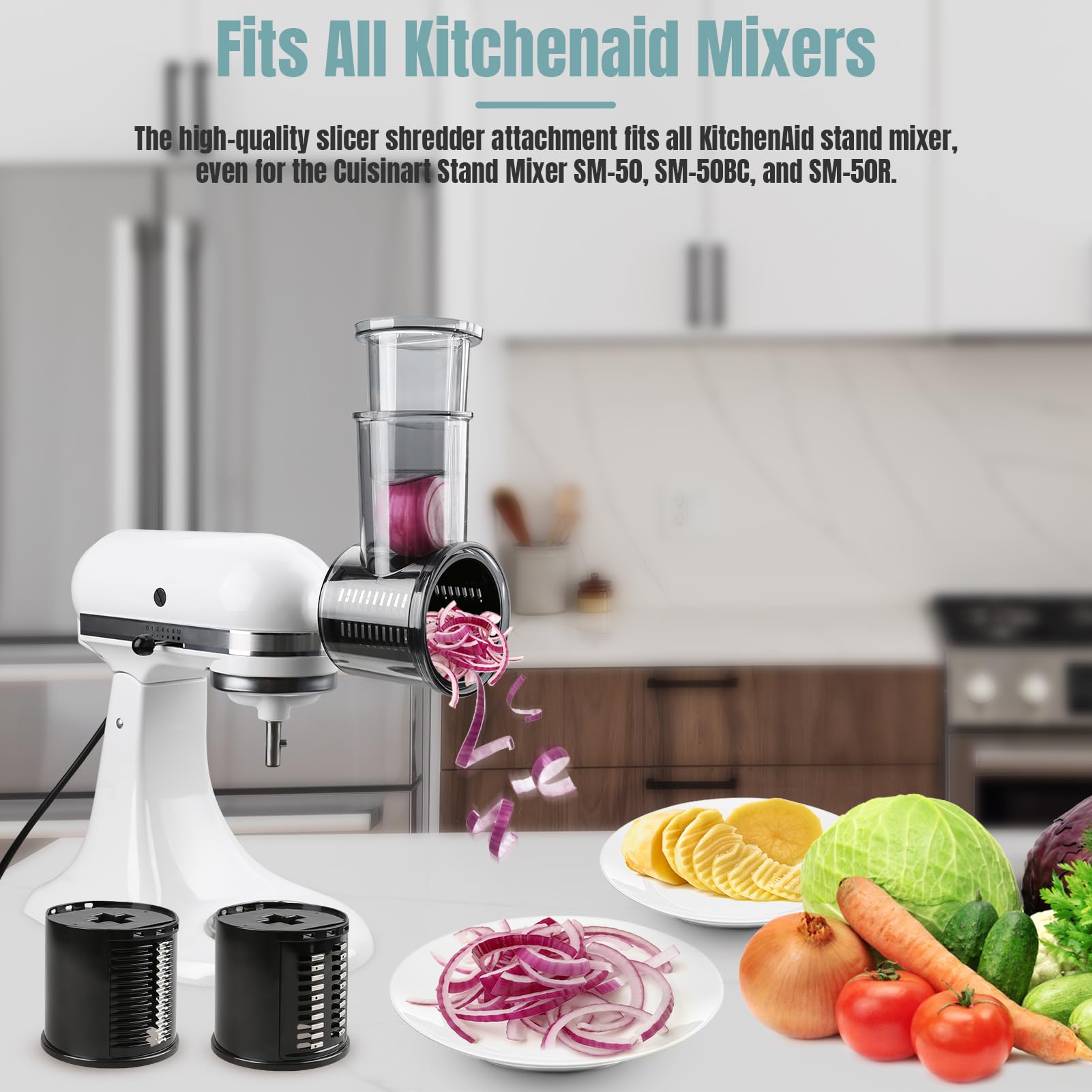 Stainless Steel Slicer Shredder Attachments For Kitchenaid Stand Mixers, Vegetable Shredder, Cheese Grater, Salad Maker, Food Sl