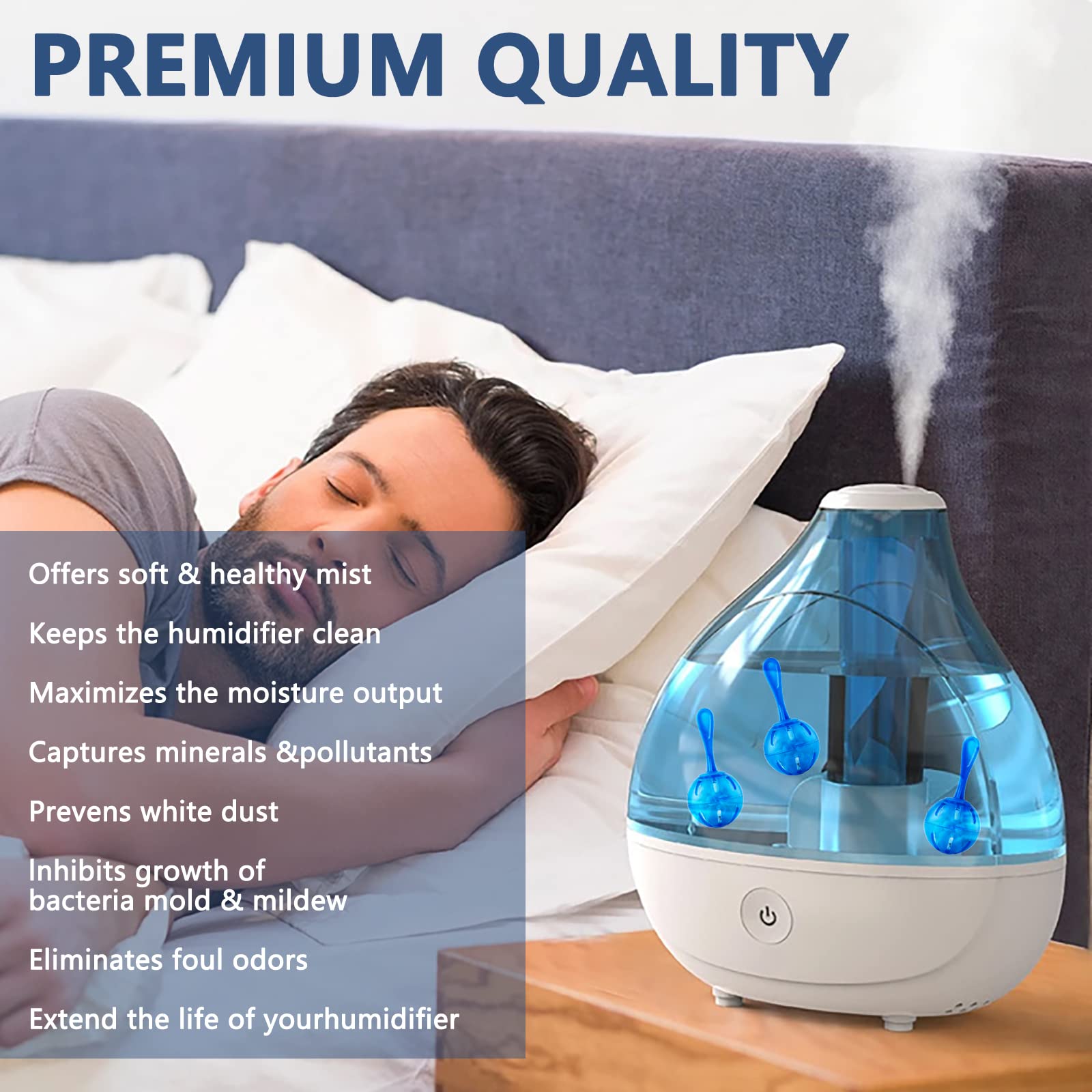 Humidifier Tank Cleaner, Raipoment Demineralization Cleaning Ball, Compatible With Mist Humidifiers, Fish Tank, Purifies Water,