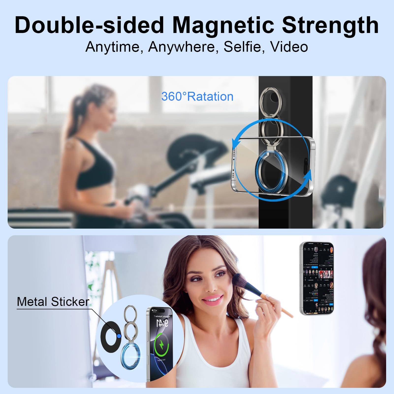 Magnetic Phone Ring Holder For Magsafe Dual-Side Magnetics, Removable Magsafe Phone Grip With Kickstand For Samsung Galaxy S25 S