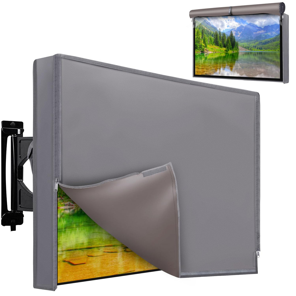 2win2buy Outdoor TV Cover 52 to 55 Inches Weatherproof, Waterproof Outside TV Covers Heavy Duty 600D Oxford TV Covers Outdoor TV Screen Protectors Shield with Zippers for Flat Screen Outdoor TVs