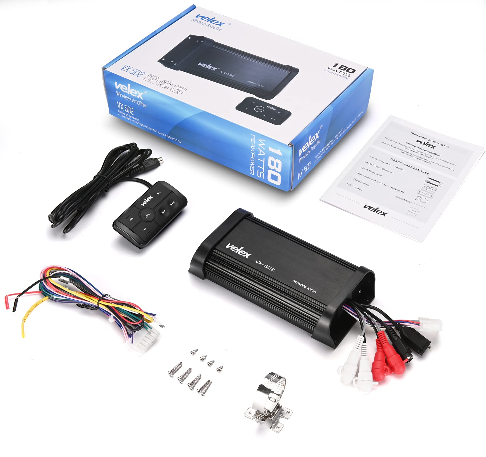 Water Resistant Bluetooth Marine 4 Channel Class A/B Amplifier Media Stereo On Boats Utv Atv Golf Carts And Cars