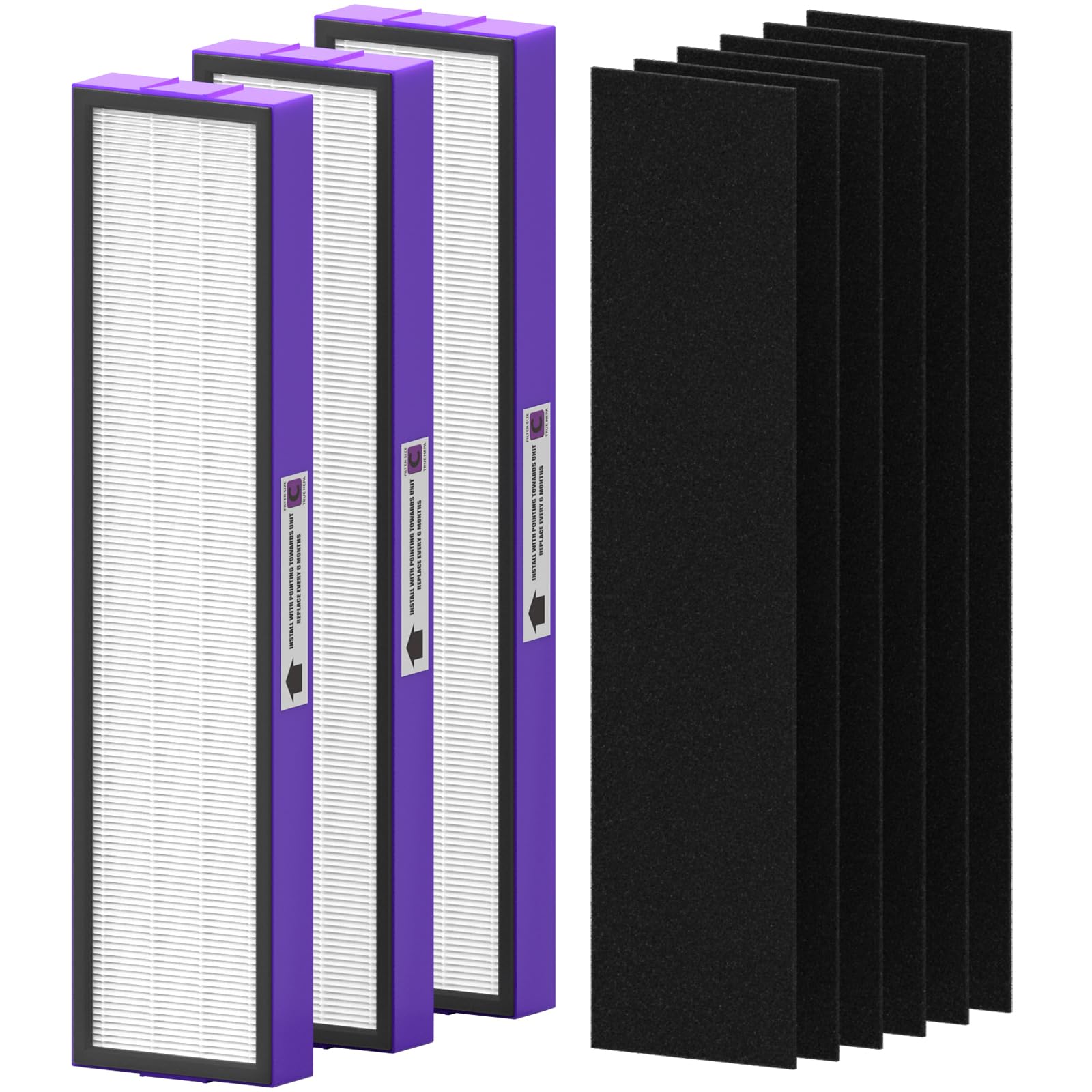 Flt5250Pt True Hepa Replacement Filter Compatible With Germ Guardian Air Purifier Replacement Filter C, 3 Hepa With 6 Carbon Pre