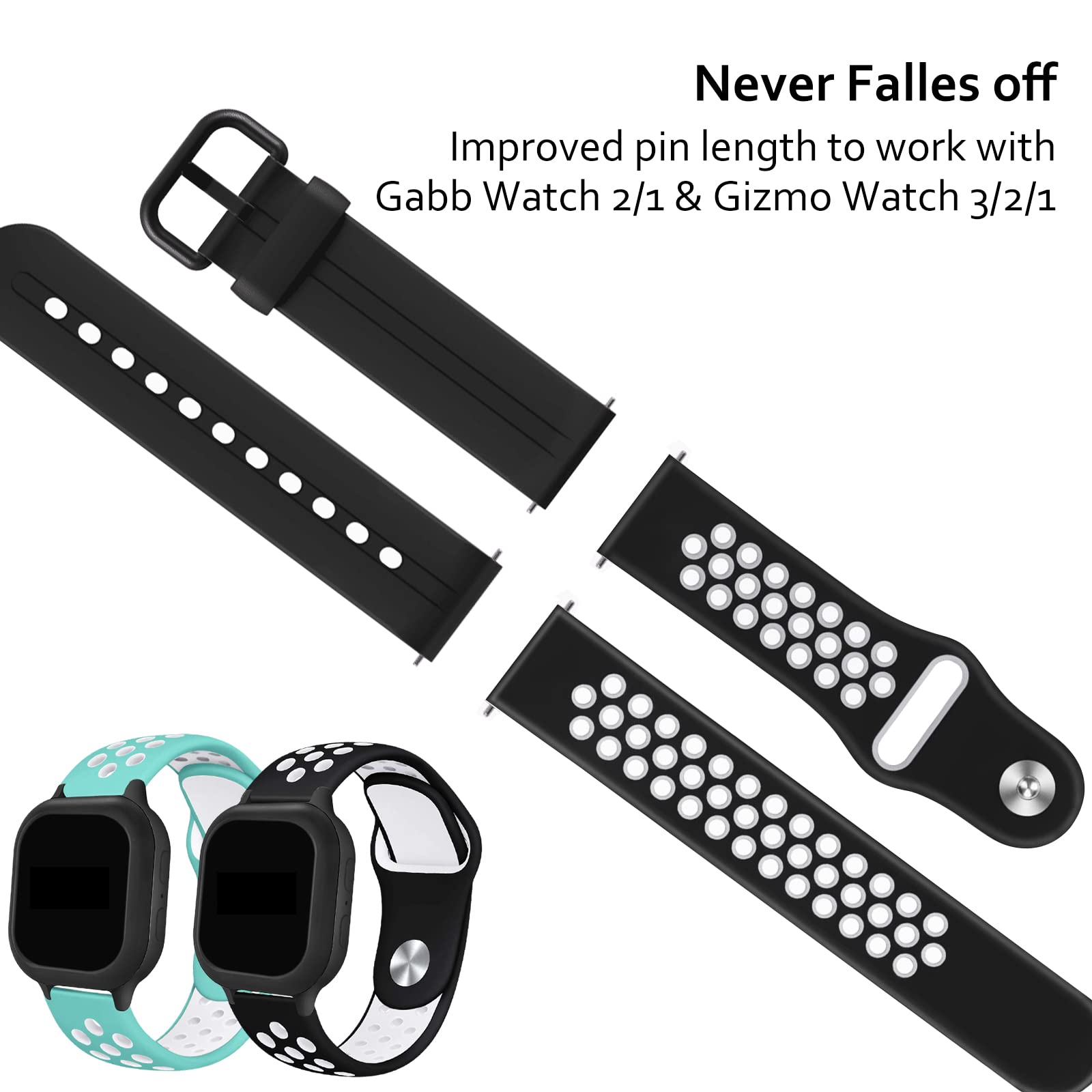 Newjourney For Gabb Watch Bands/Gizmo Watch Band Replacement, Breathable Soft Silicone Sport Wrist Strap Compatible With Gabb Wa