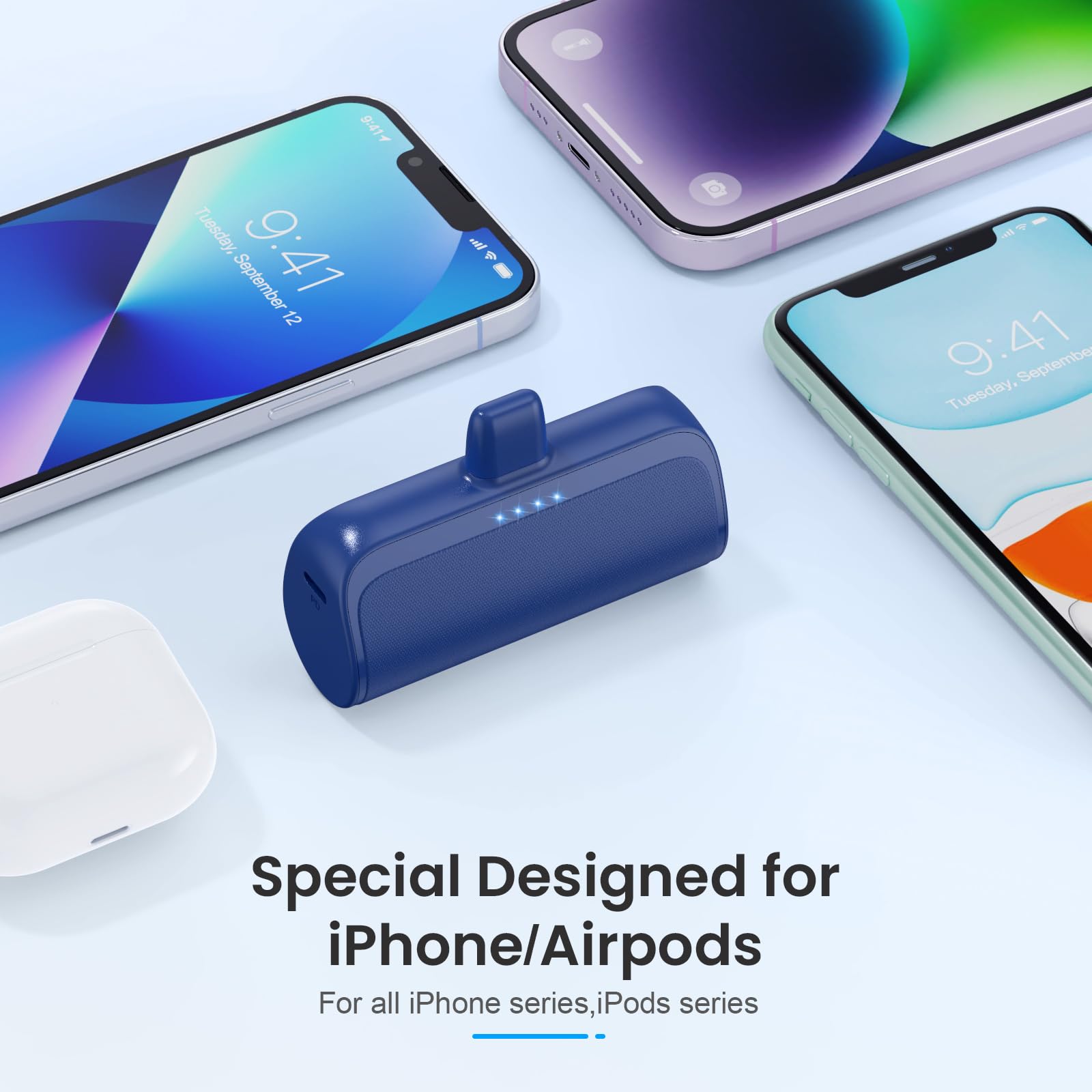 Mini Portable Charger Power Bank For Iphone,5200Mah Portable Phone Charger, Ultra Compact Pd Fast Charging Battery Pack Compatib