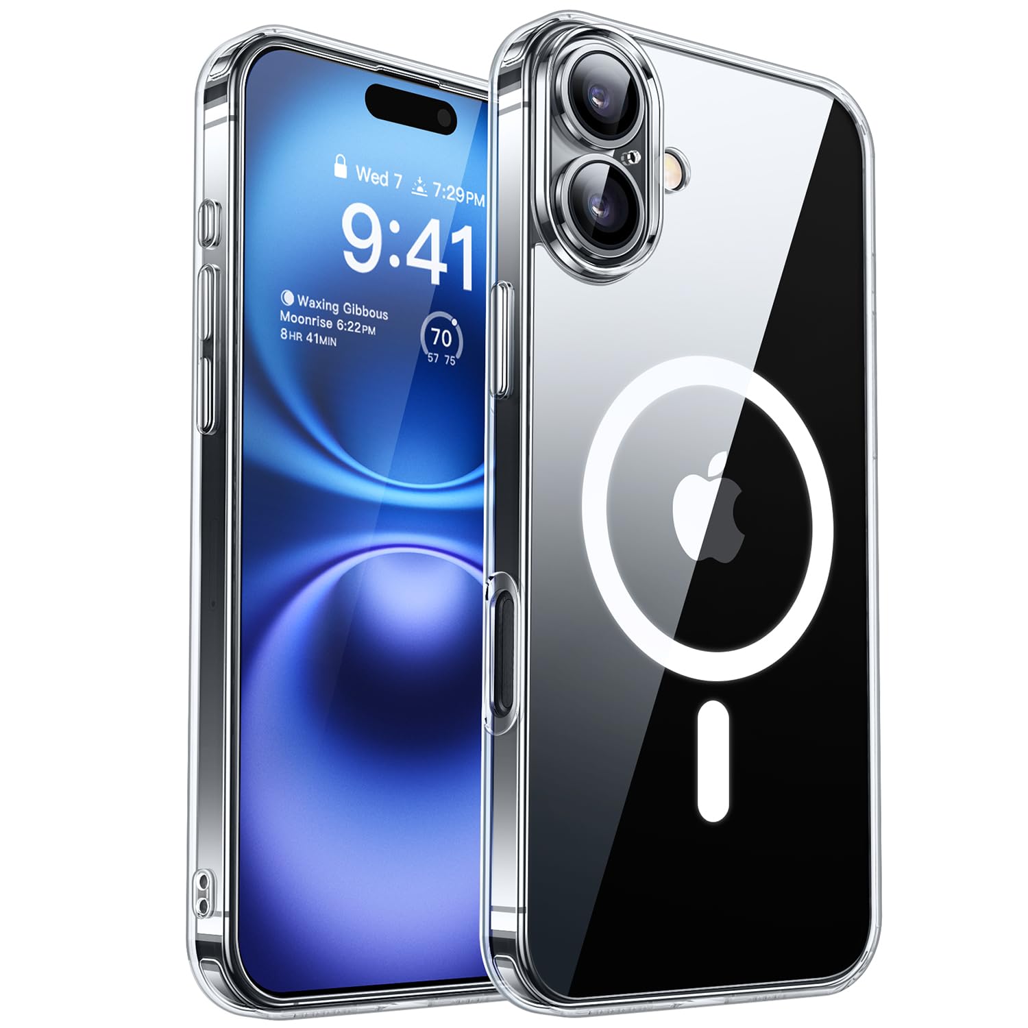 Canshn Clear Magnetic Designed For Iphone 16 Plus Case [Compatible With Magsafe] [Not Yellowing] Slim Thin Shockproof Protective