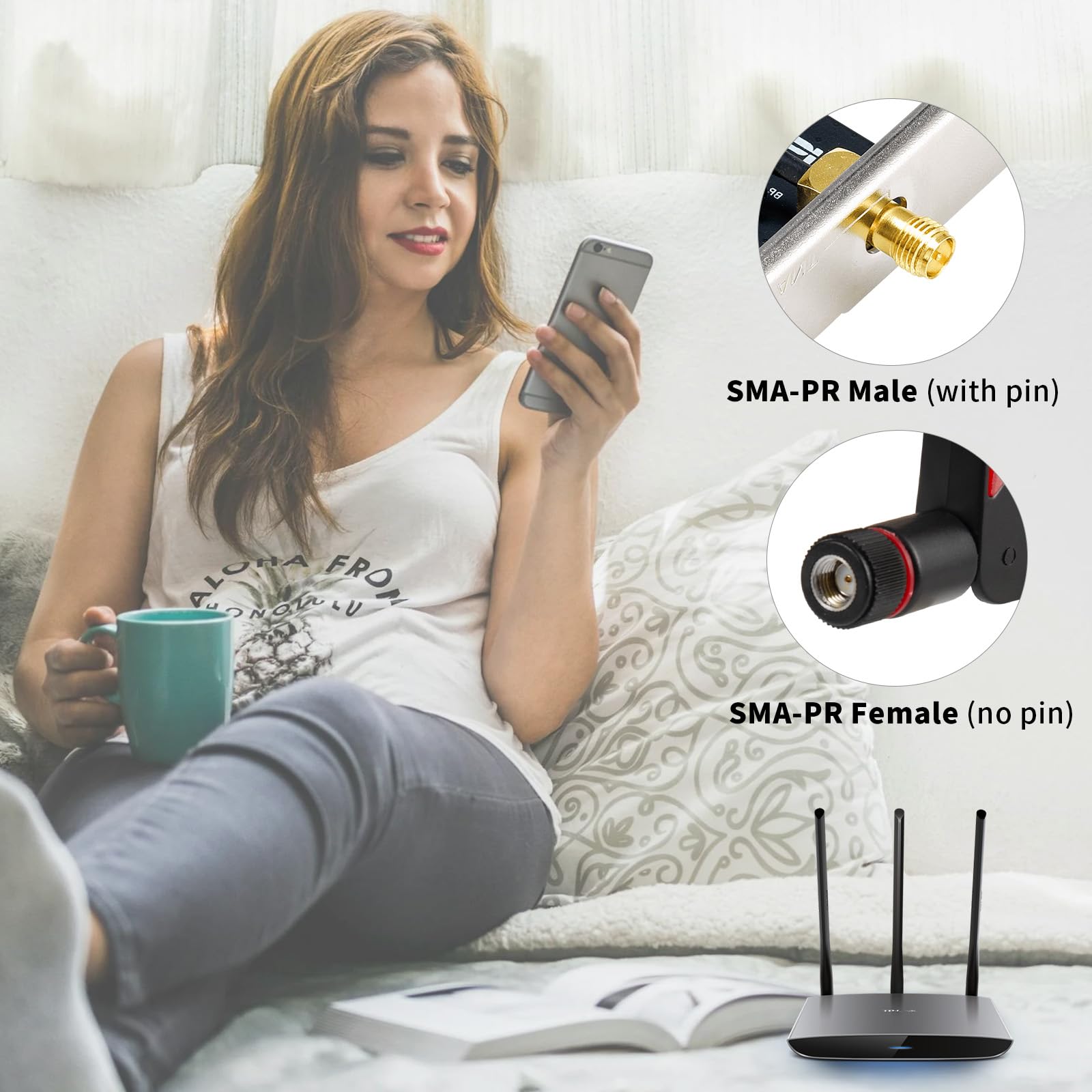 Wifi 6 6E Tri Band 2.4Ghz/5Ghz/6E 9Dbi Omnidirectional Wifi Antenna For Pc Desktop Computer Pci E Wifi Network Wifi 6E Card Usb