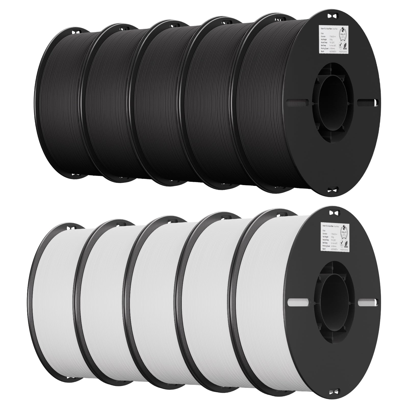 Creality 10 Pack PLA 1.75mm Filament Bundle for 3D Printing with No-Tangling Strong Bonding and Overhang Performance, Accuracy +